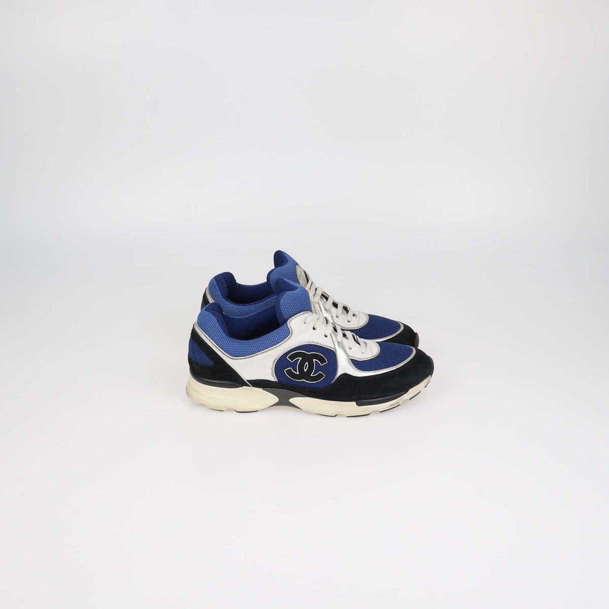 Chanel Multicolor Mesh and Leather CC Logo Lace Up Sneakers