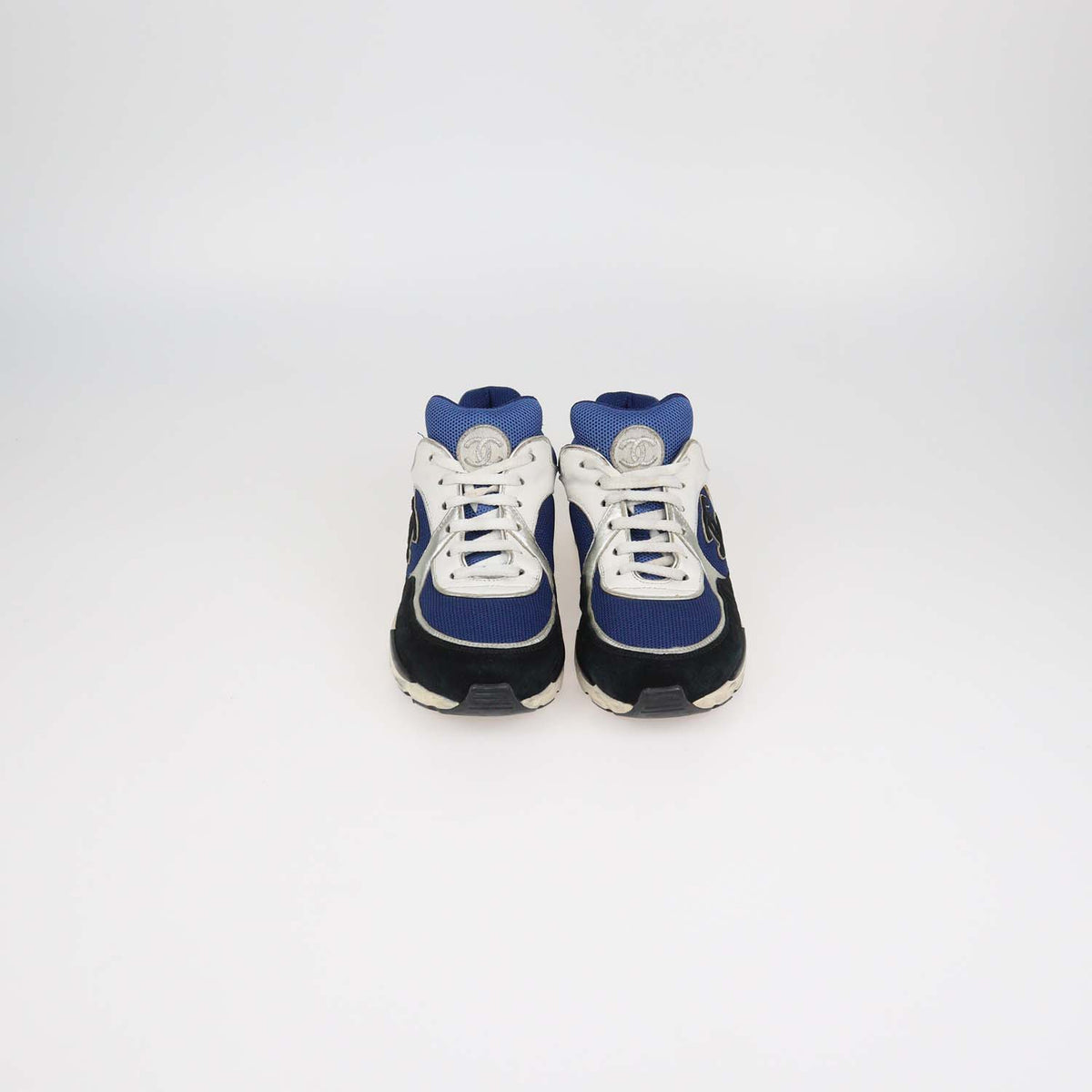 Chanel Multicolor Mesh and Leather CC Logo Lace Up Sneakers
