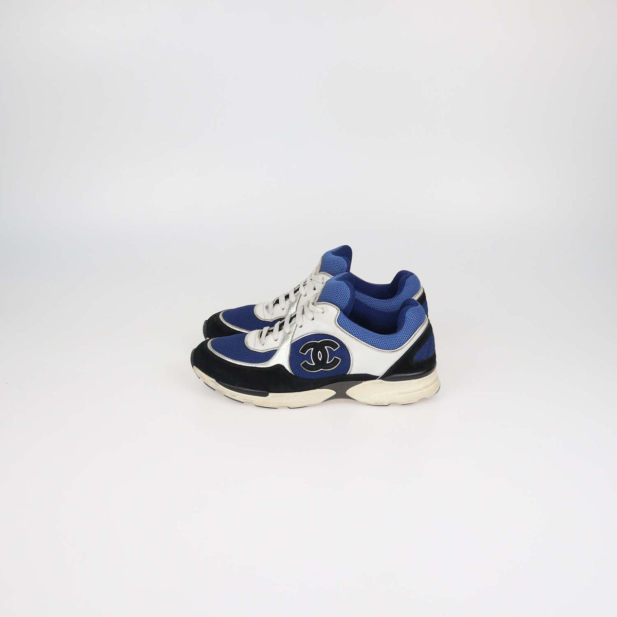 Chanel Multicolor Mesh and Leather CC Logo Lace Up Sneakers