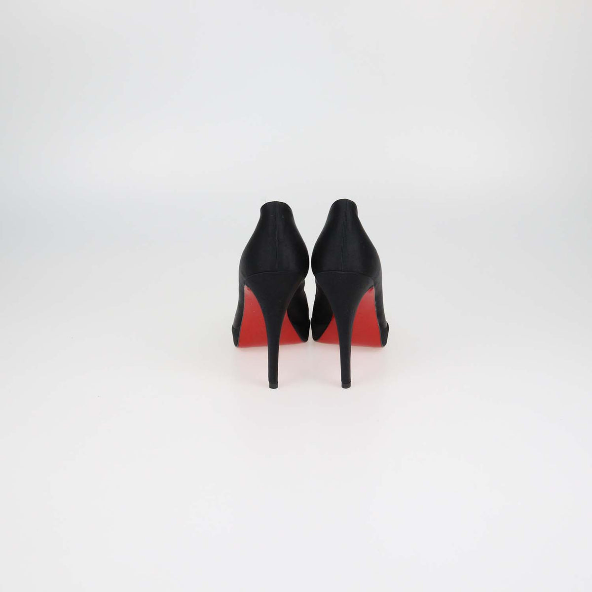 Christian Louboutin Black Satin Very Prive Peep Toe Pumps
