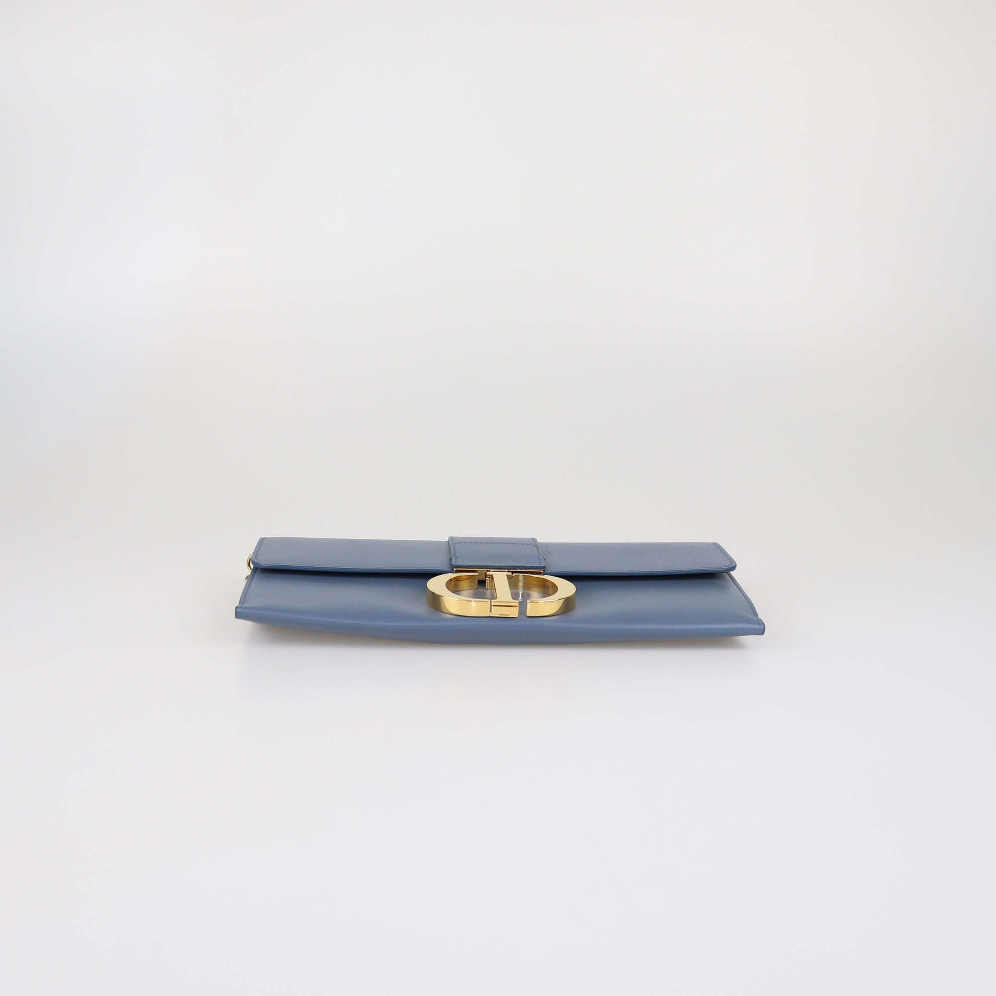 Christian Dior Stone Blue Leather 30 Montaigne Chain Clutch