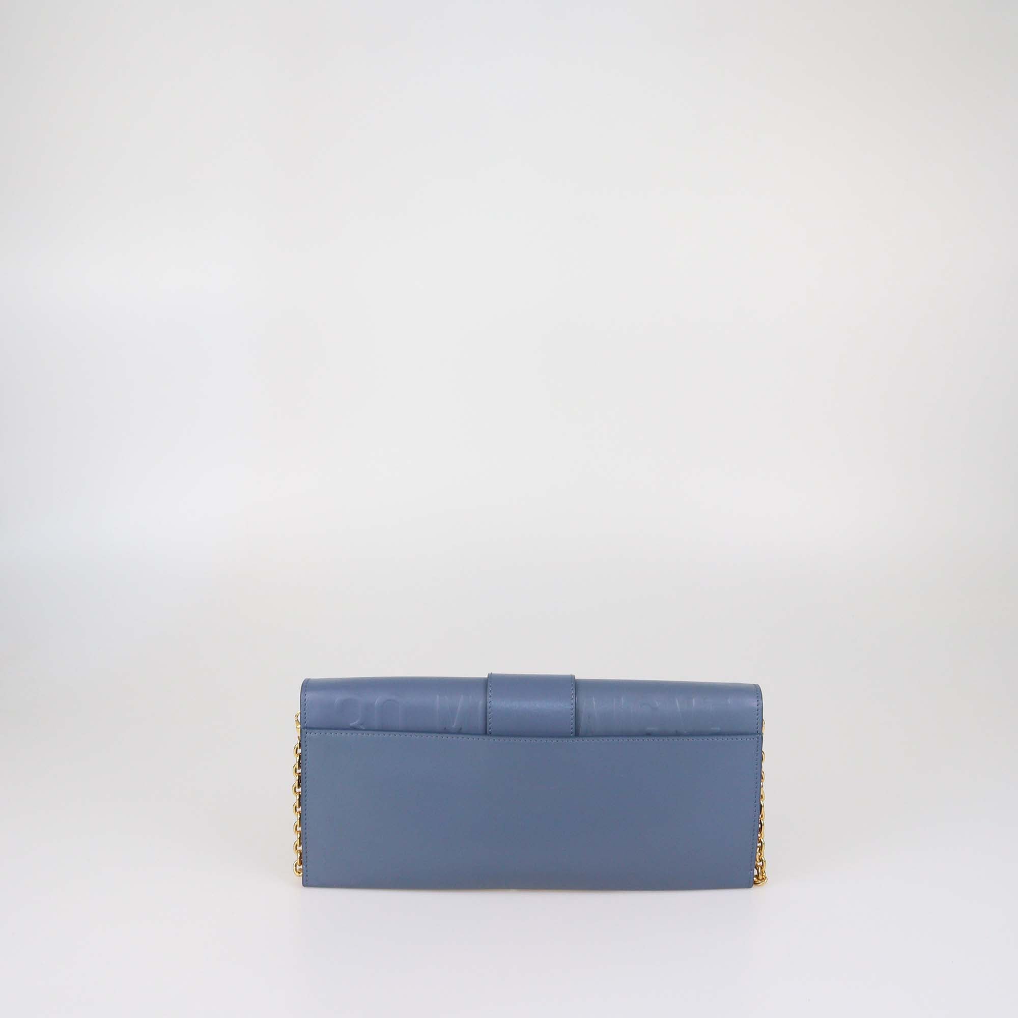Christian Dior Stone Blue Leather 30 Montaigne Chain Clutch