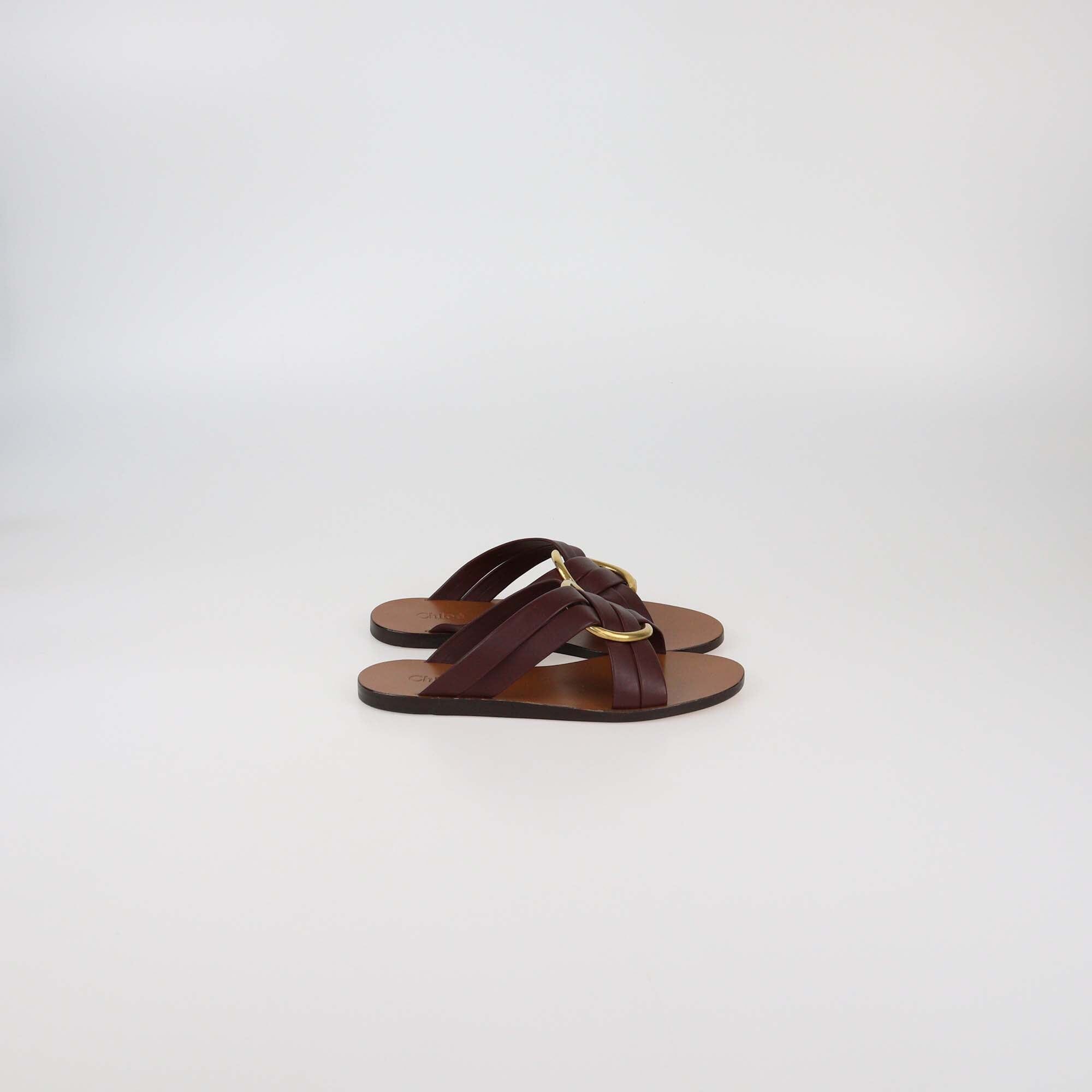 Chloe Deep Purple Rony Flat Sandals Womens Chloe