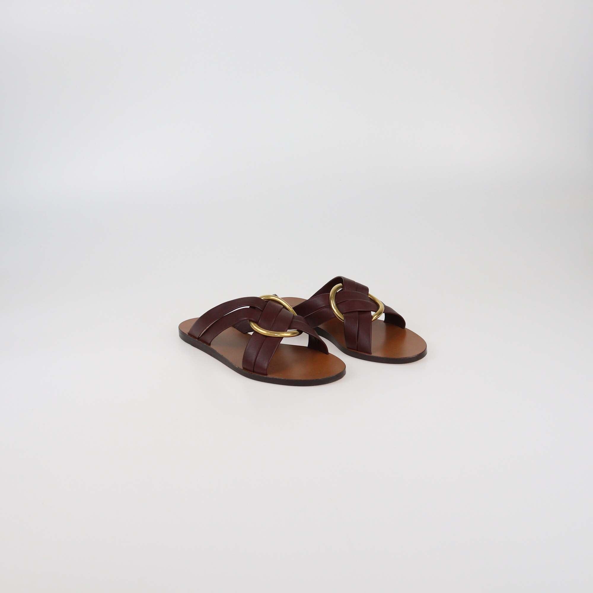 Chloe Deep Purple Rony Flat Sandals Womens Chloe