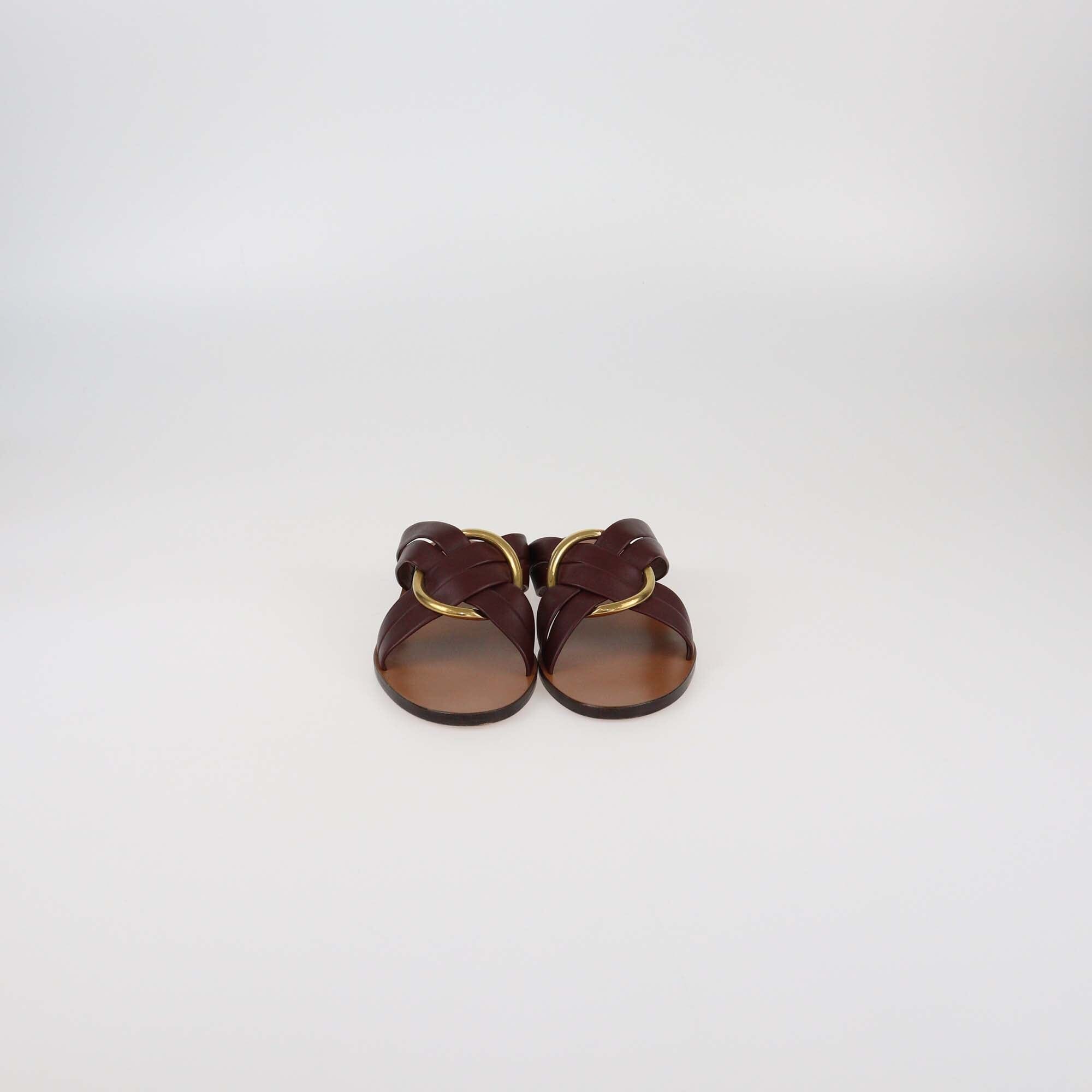 Chloe Deep Purple Rony Flat Sandals Womens Chloe