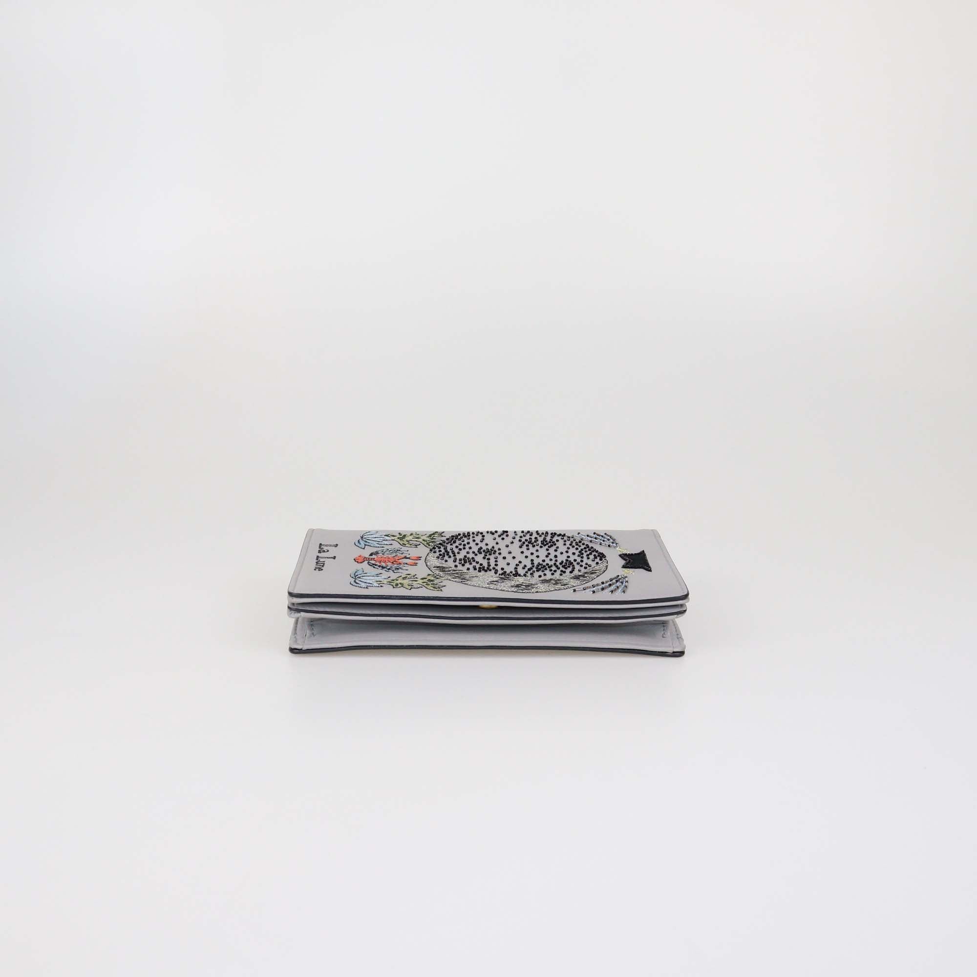Christian Dior Grey Leather La Lune Tarot Clutch