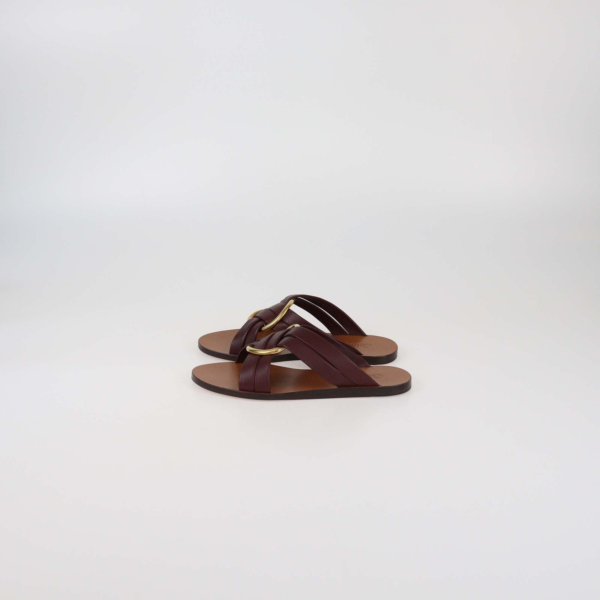 Chloe Deep Purple Rony Flat Sandals Womens Chloe
