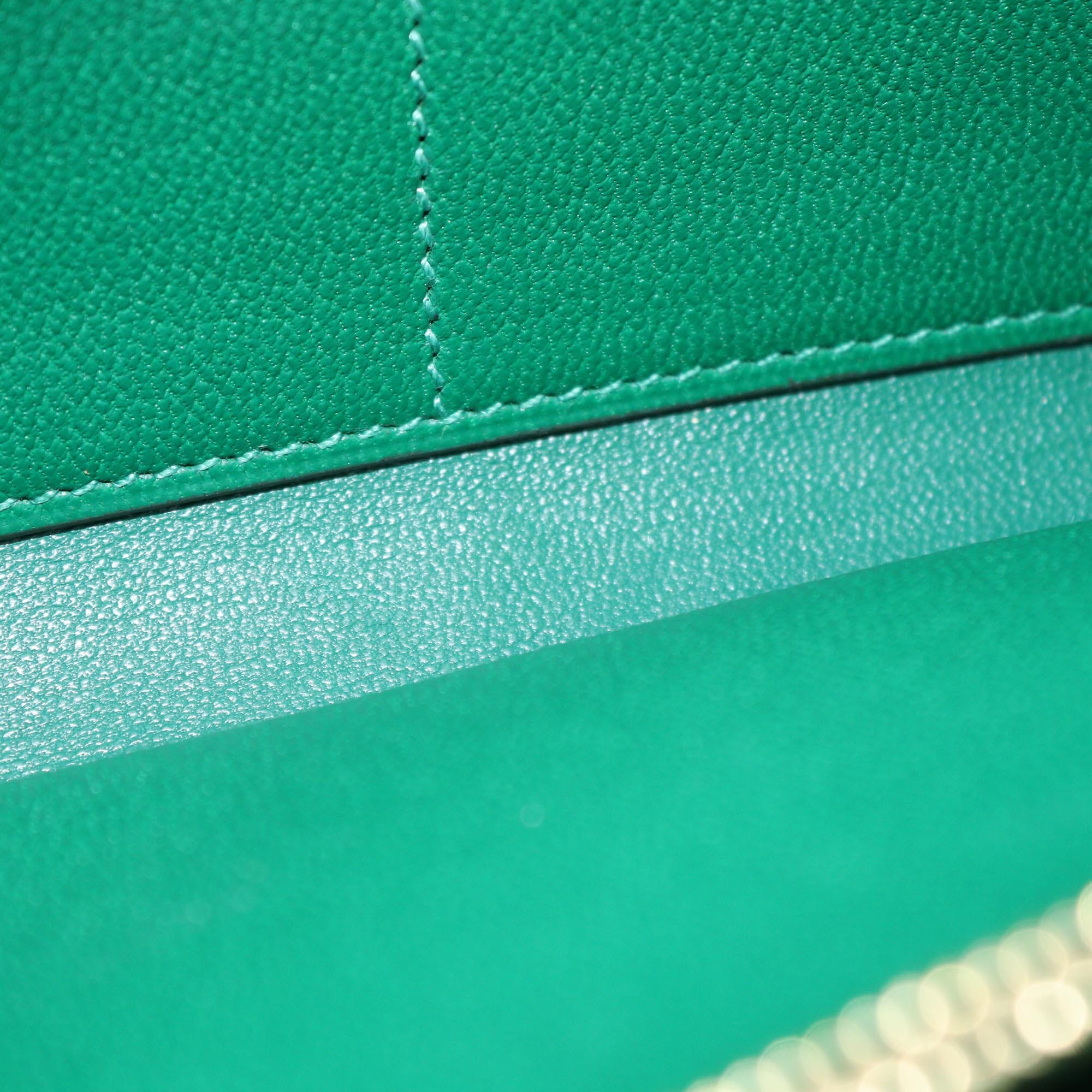 Hermes Vert Emeraude Shine Mississippi Alligator Long Constance Wallet Womens Hermes