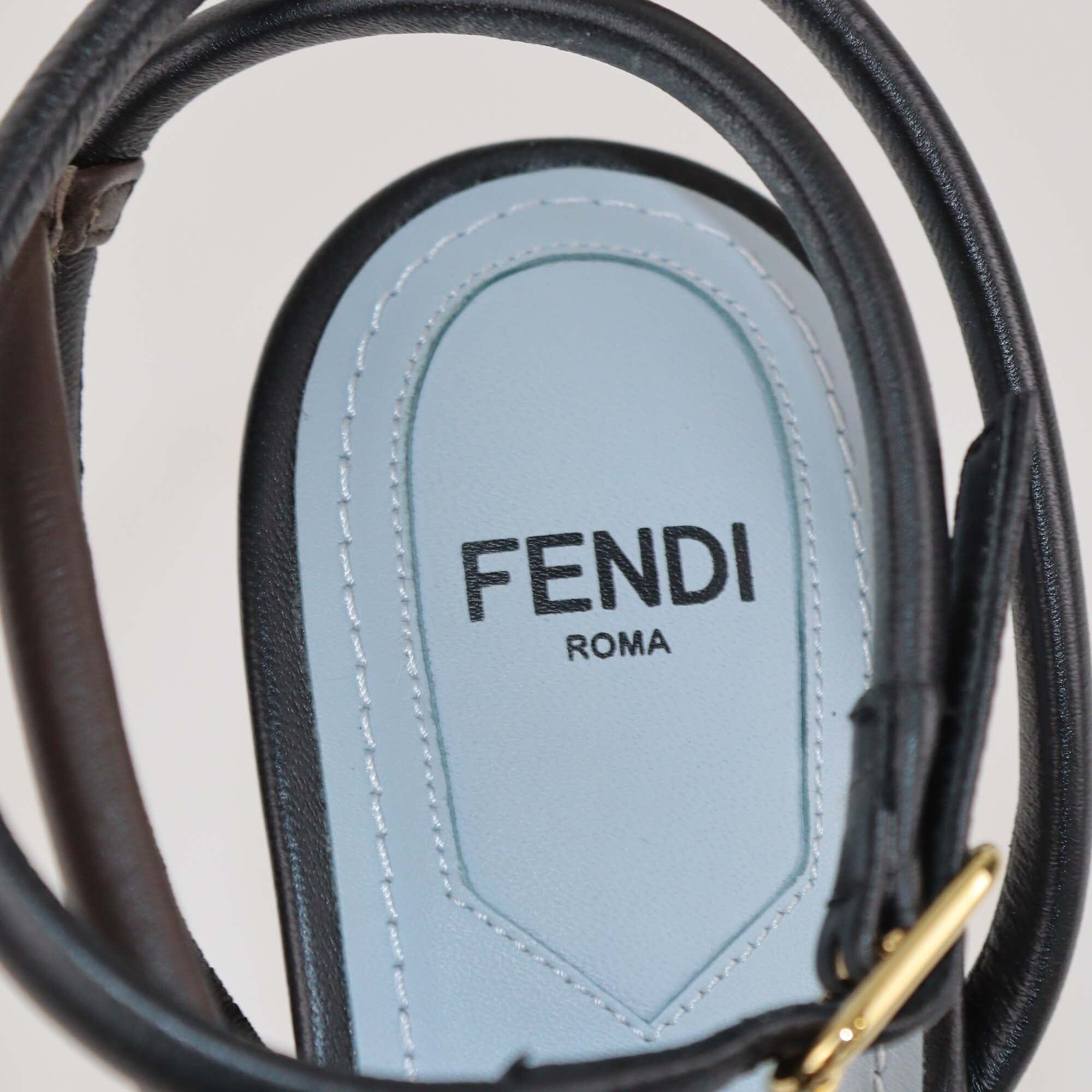 Fendi Tricolor F Heel First Strappy Sandals Womens Fendi