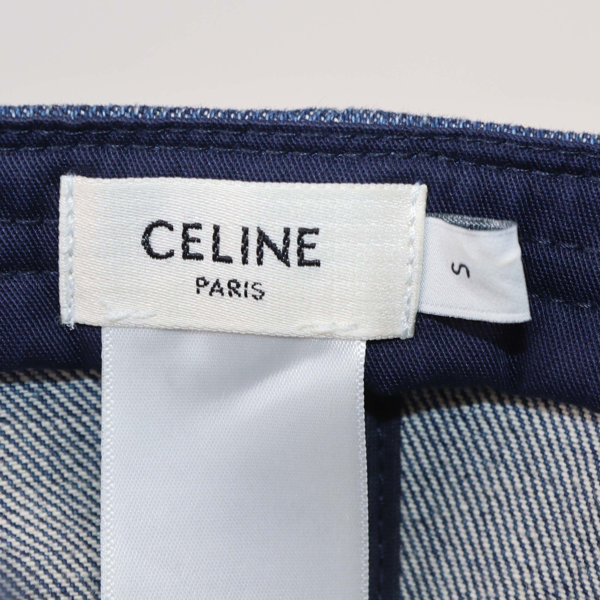 Celine Blue Union Wash Denim Triomphe Baseball Cap