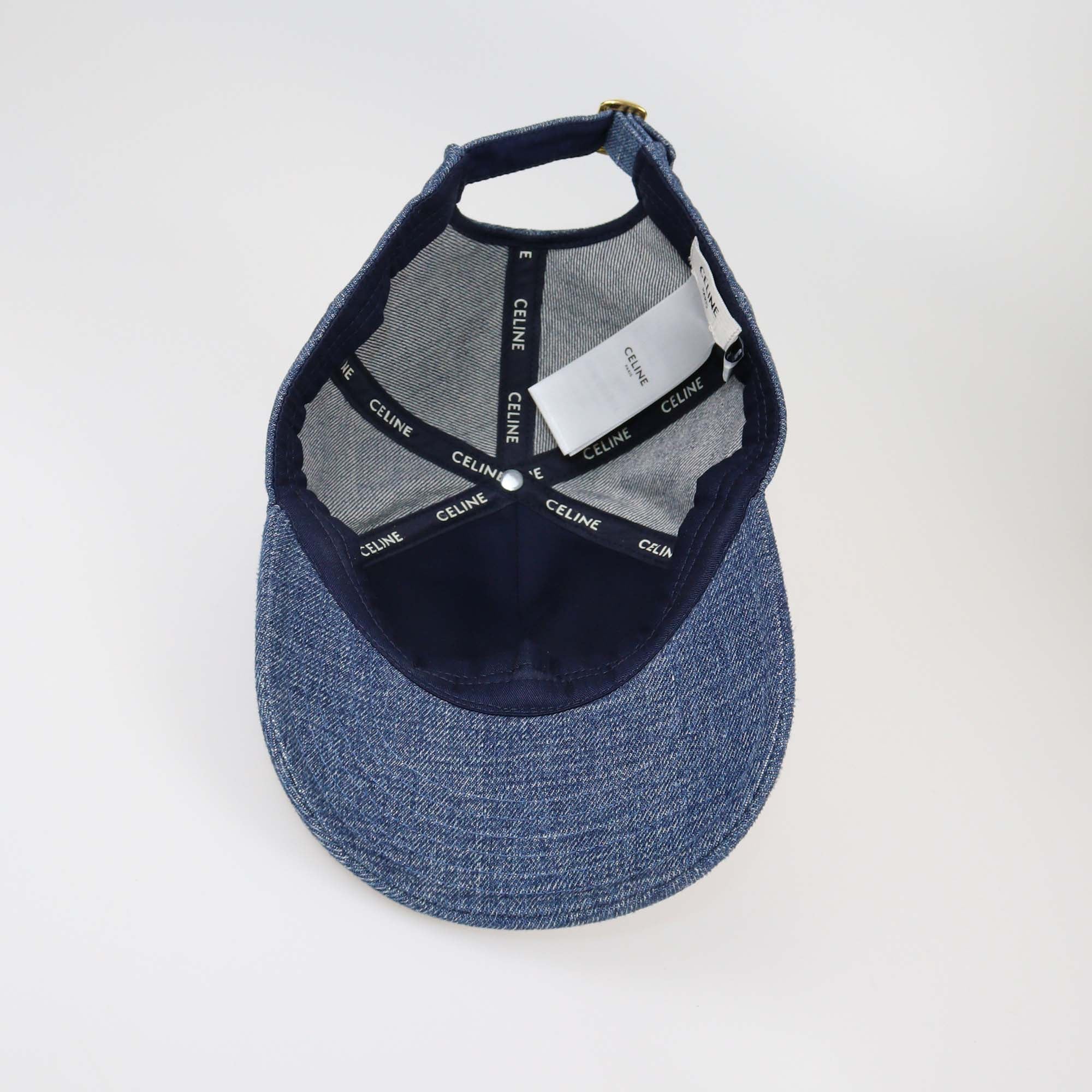 Celine Blue Union Wash Denim Triomphe Baseball Cap