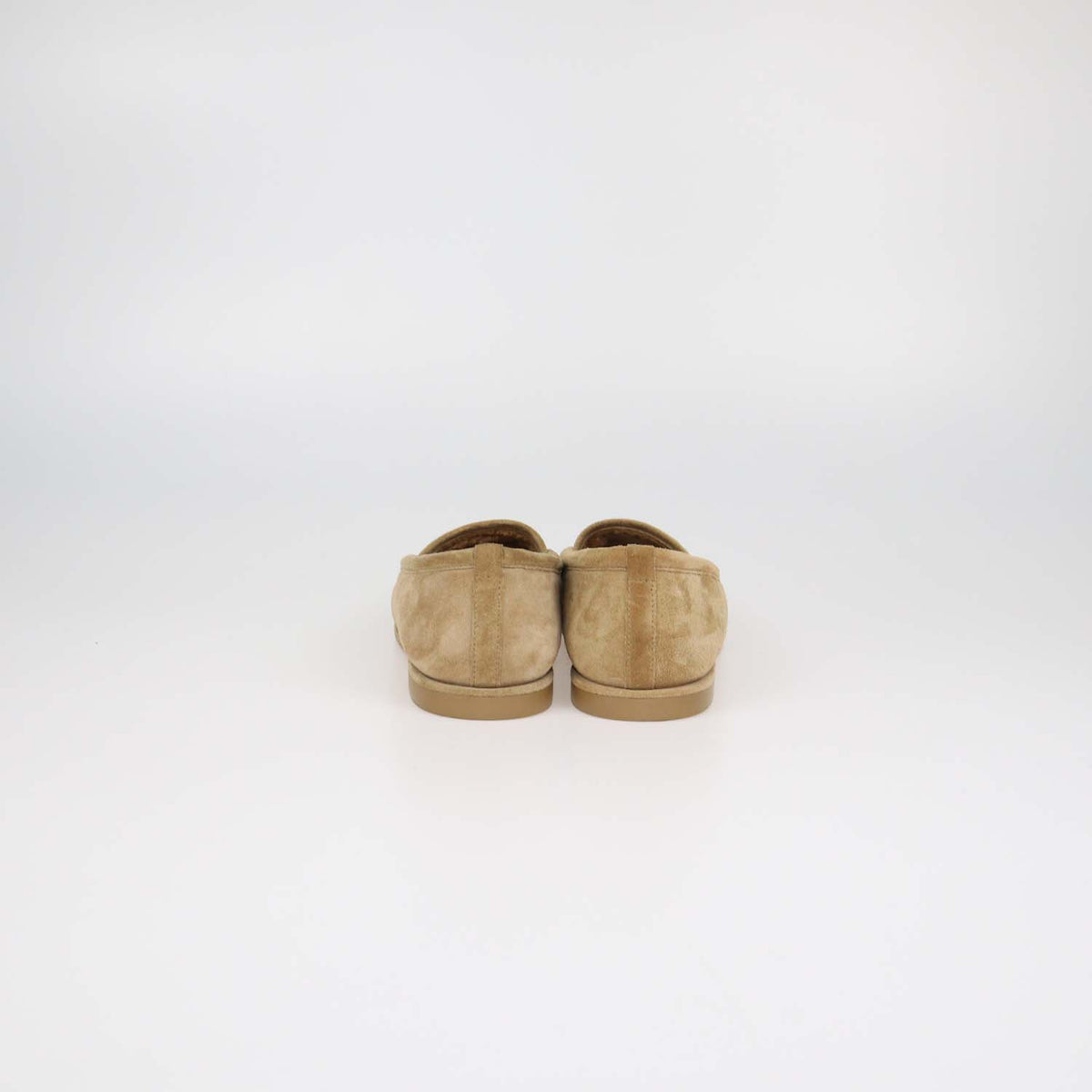 Chanel Tan Suede and Shearling Lined CC Logo Loafers