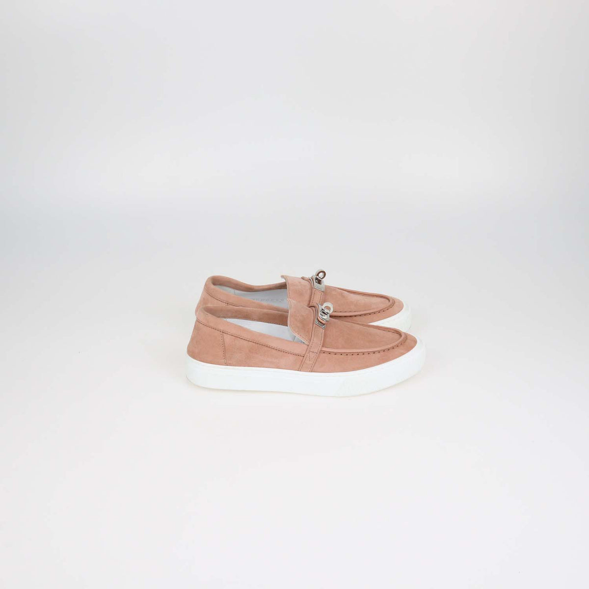 Hermes Nude Suede Game Slip-On Sneakers