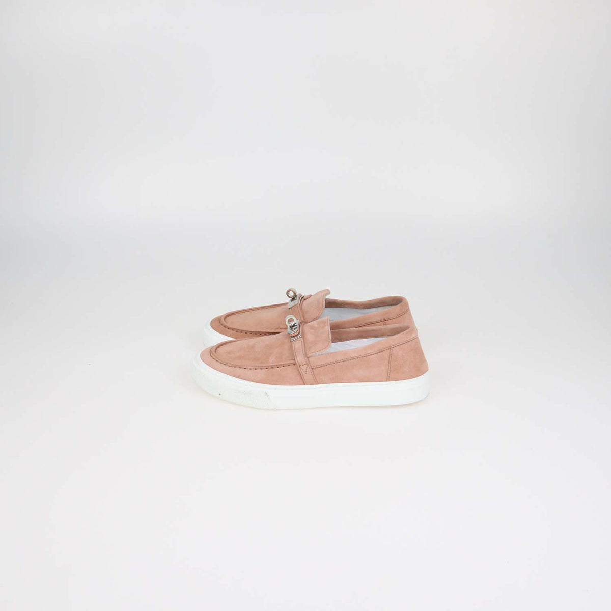Hermes Nude Suede Game Slip-On Sneakers