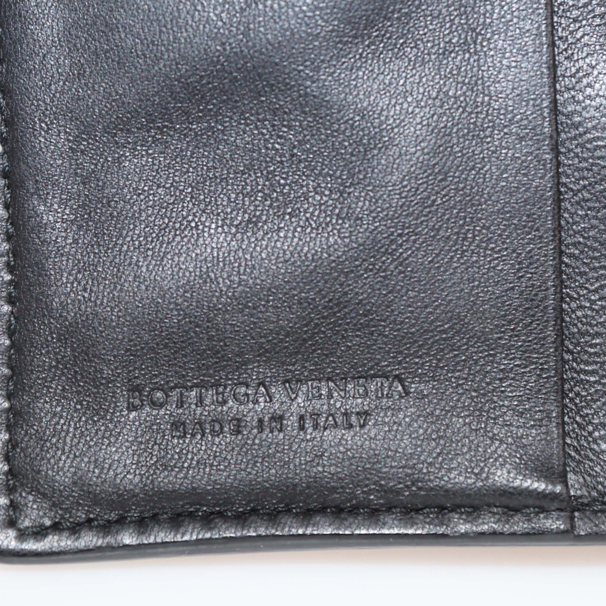 Bottega Veneta Black Intrecciato Leather French Wallet
