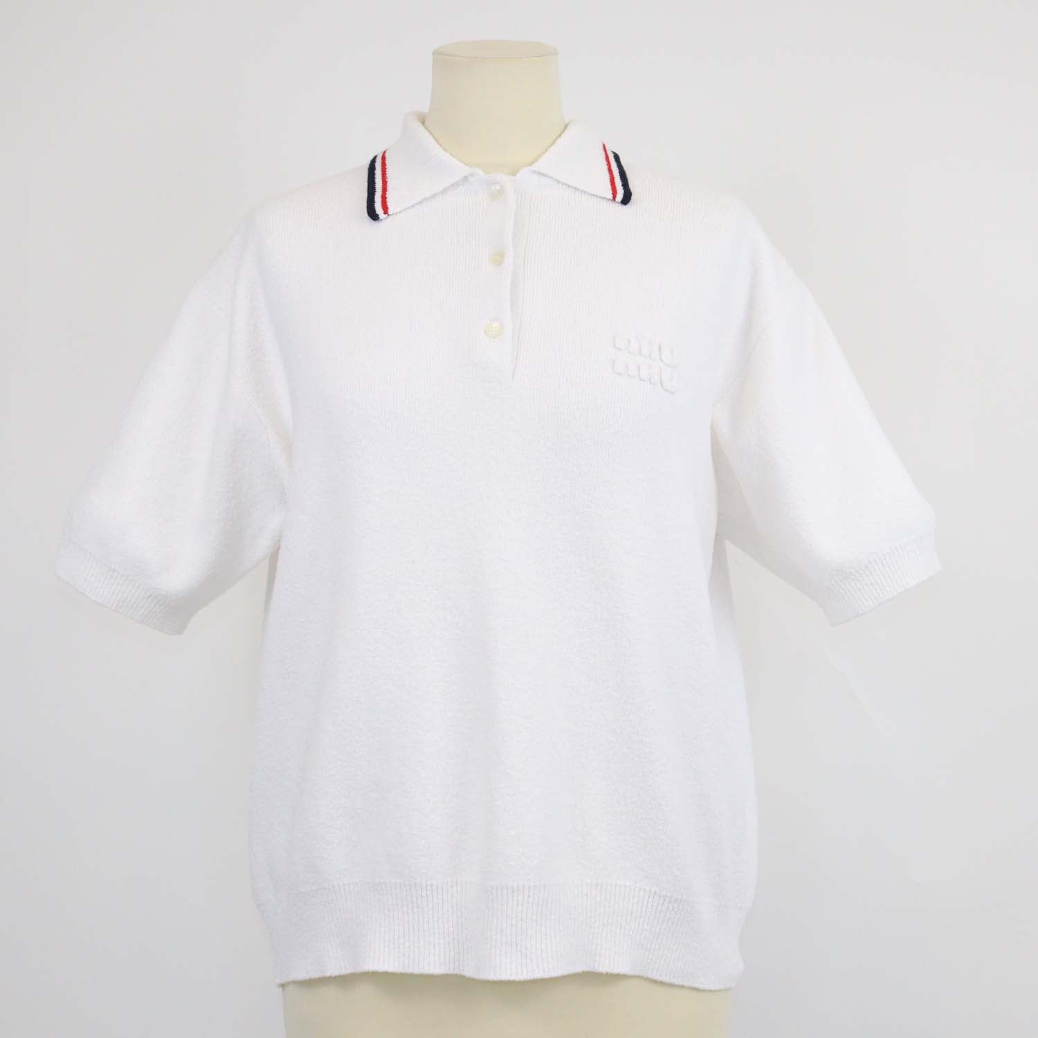 Miu Miu White Terry Cloth Polo Shirt
