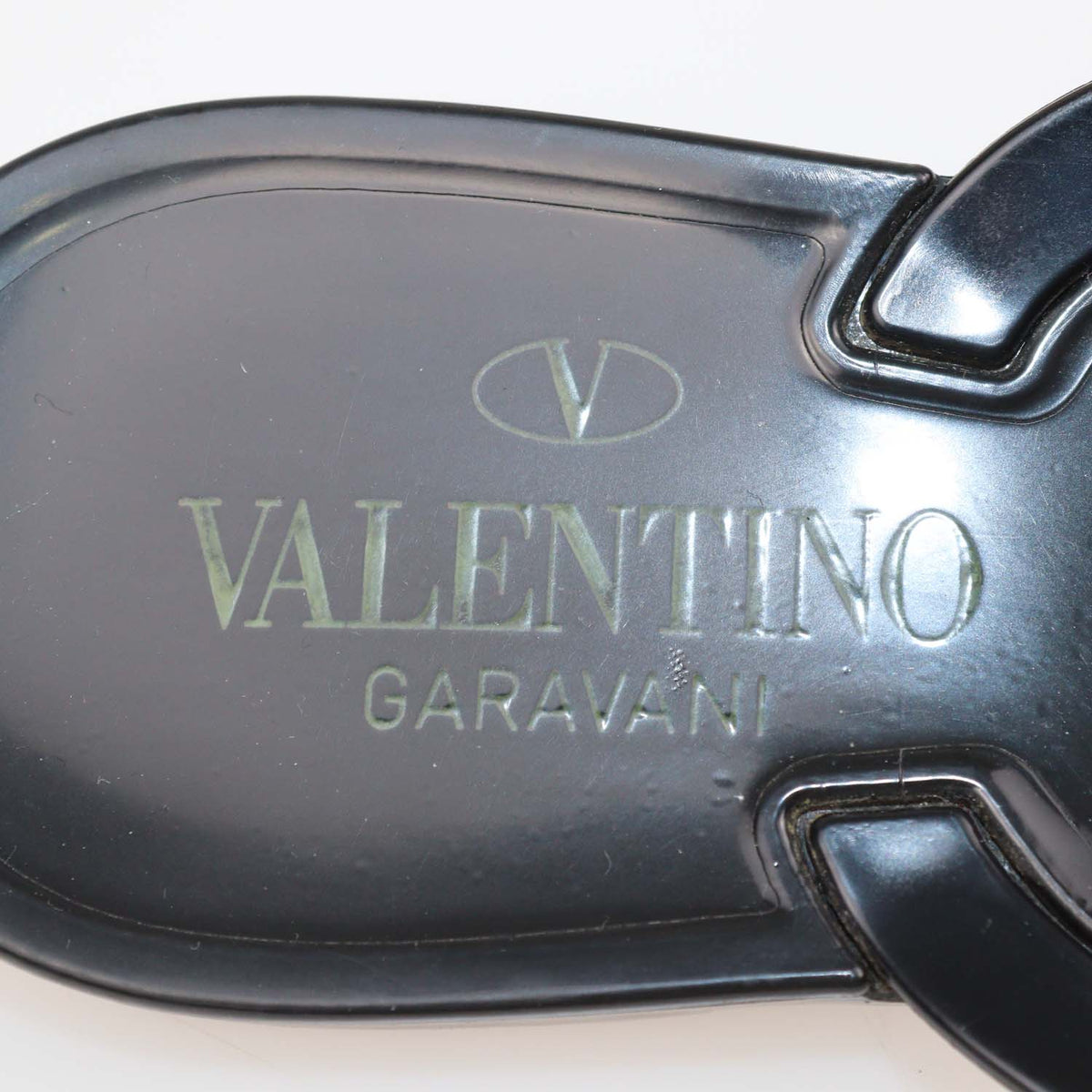 Valentino Black Rubber Rockstud Bow Thong Flats