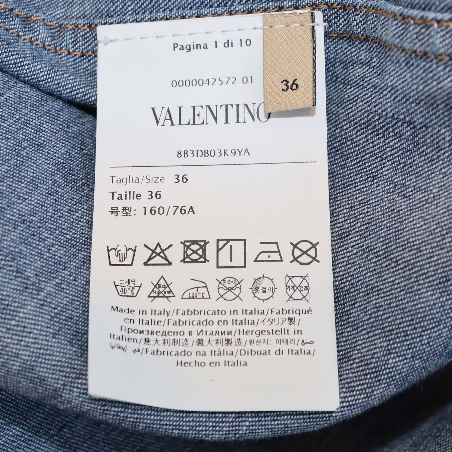 Valentino Navy Blue Denim VLogo Long Sleeve Chambray Shirt