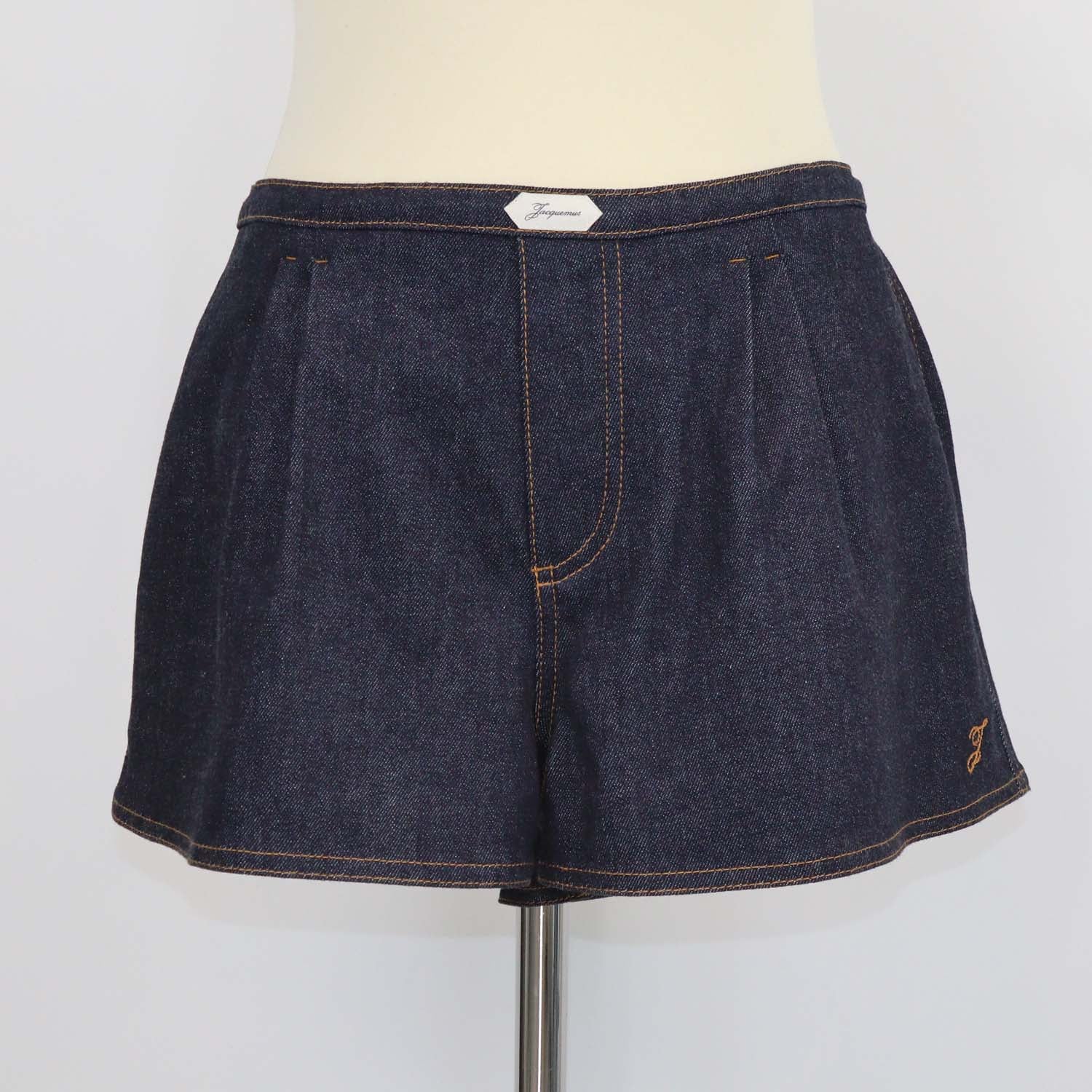 Jacquemus Dark Blue Denim The Amelo de-Nimes Pleated Mini Short