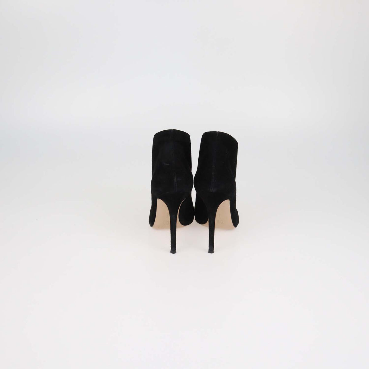 Gianvito Rossi Black Suede Vamp Peep Toe Booties
