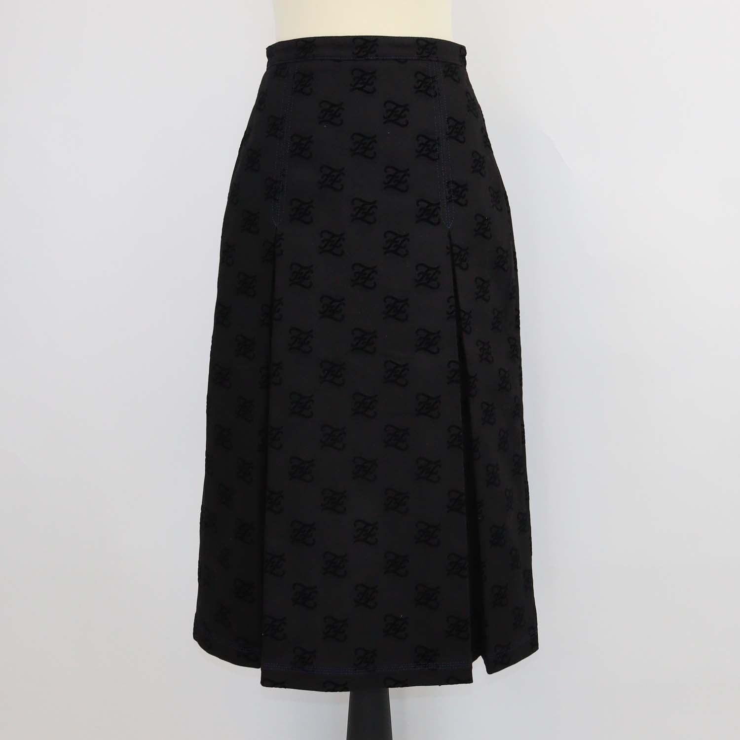 Fendi Black Denim Pleated Karligraphy FF Mini Skirt