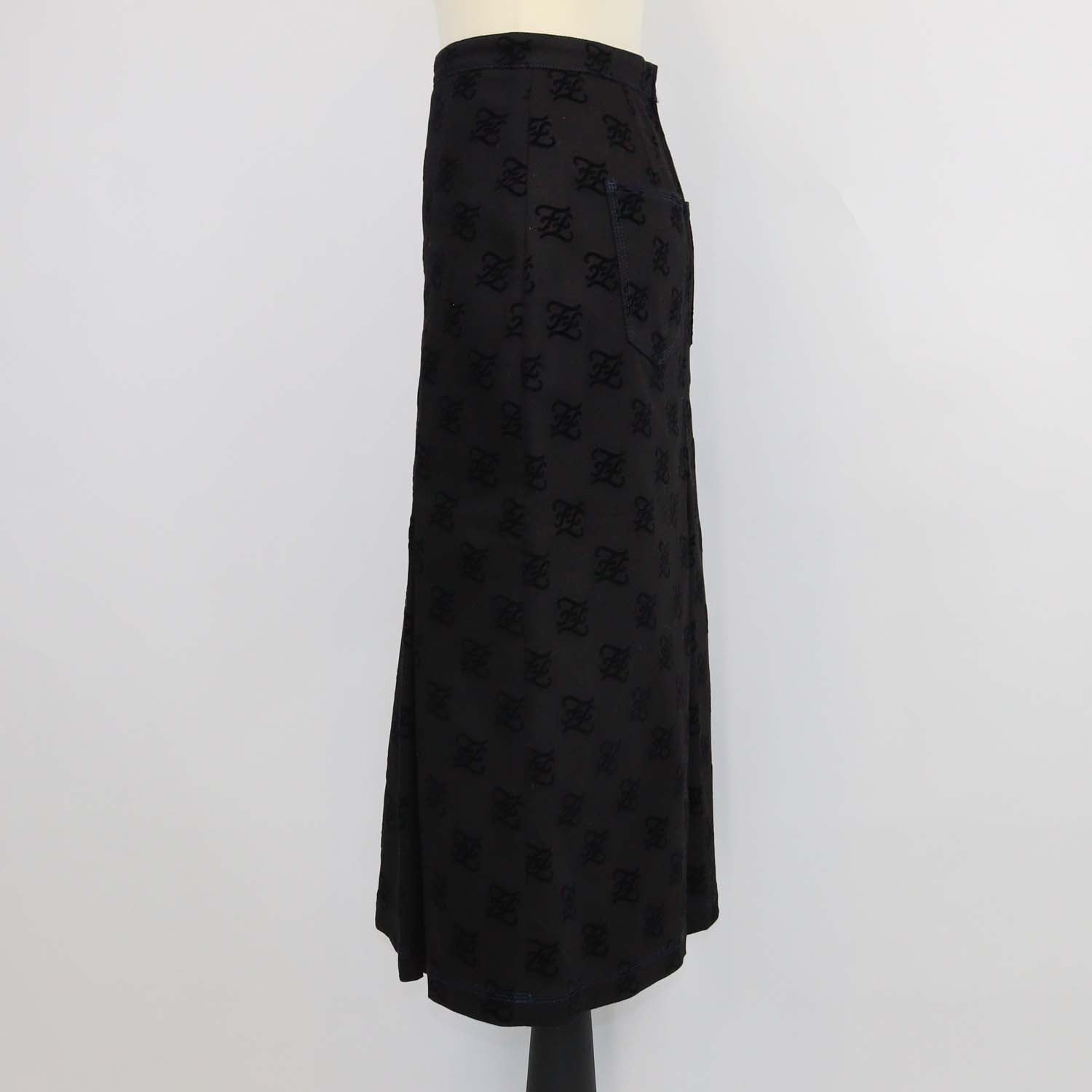 Fendi Black Denim Pleated Karligraphy FF Mini Skirt
