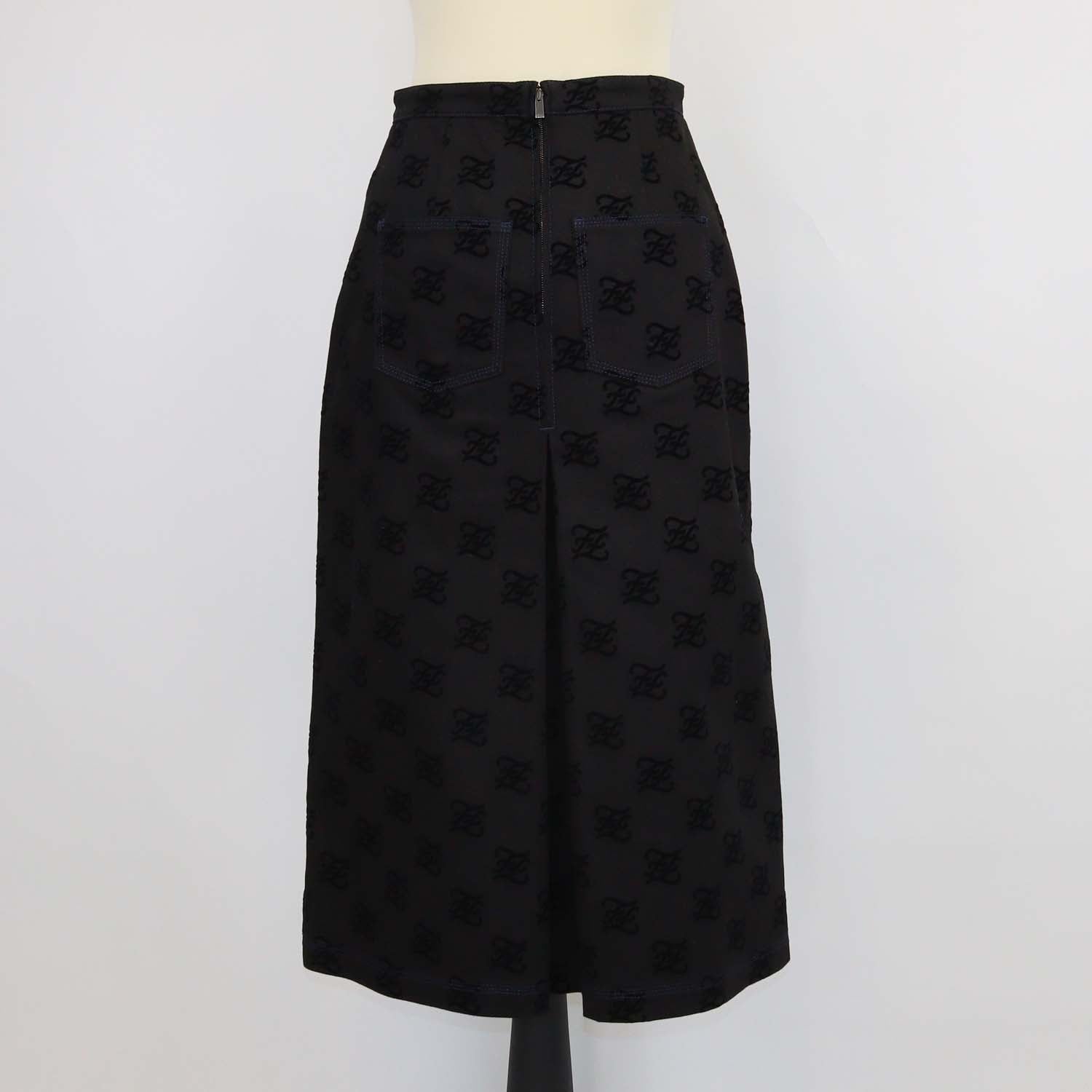 Fendi Black Denim Pleated Karligraphy FF Mini Skirt