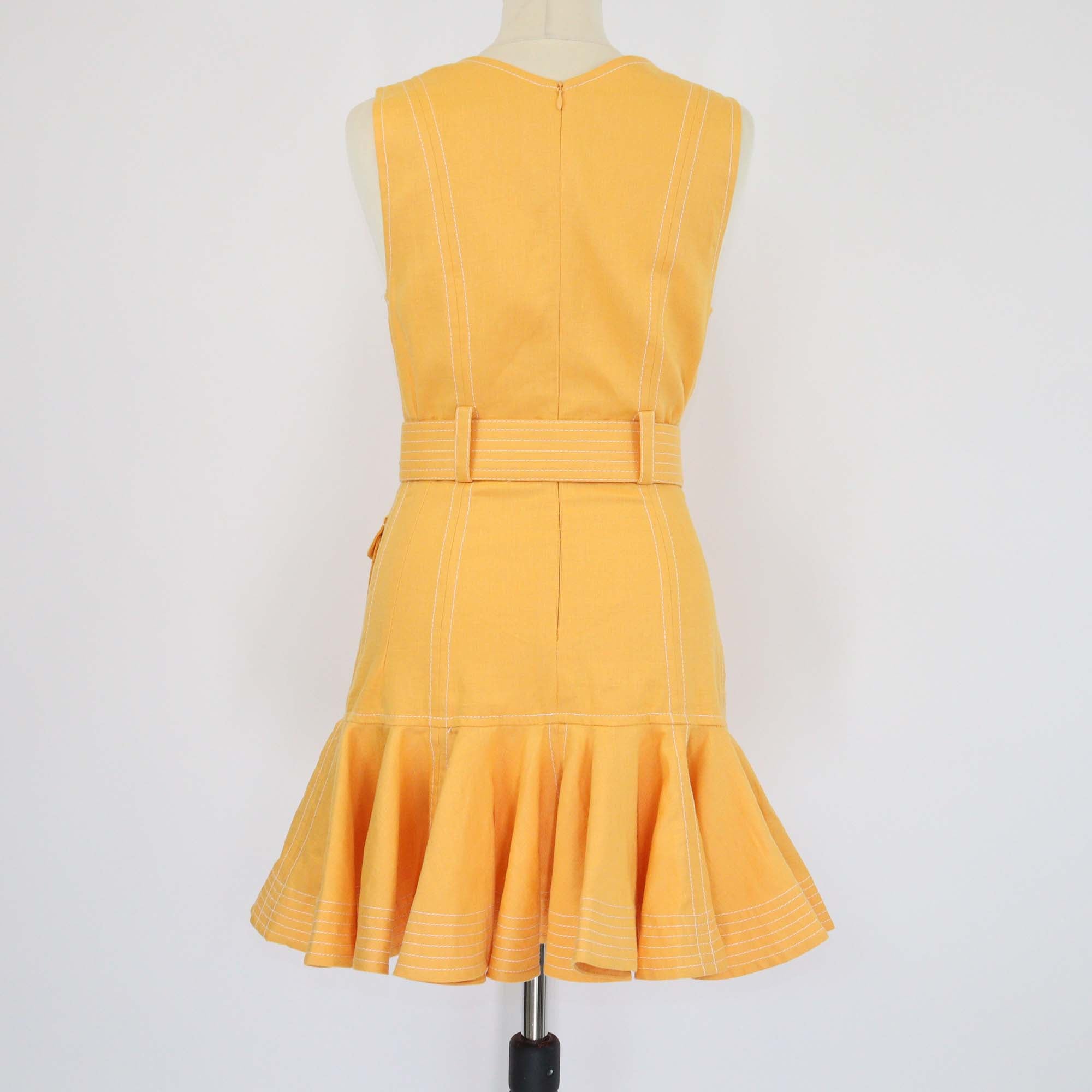 Zimmermann Yellow Linen Belted Super Eight Safari Mini Dress