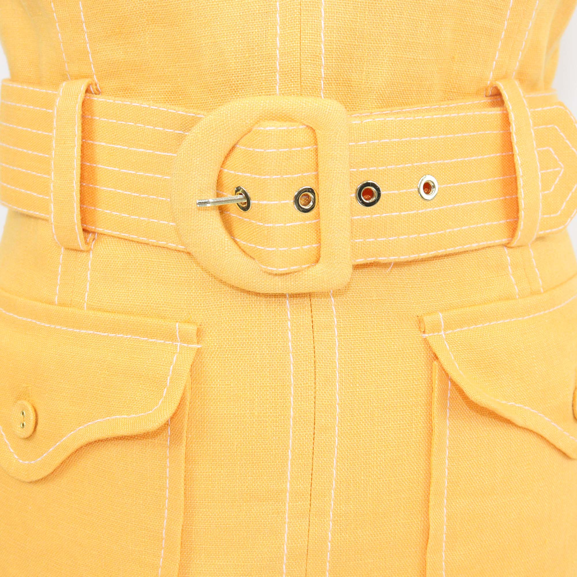 Zimmermann Yellow Linen Belted Super Eight Safari Mini Dress