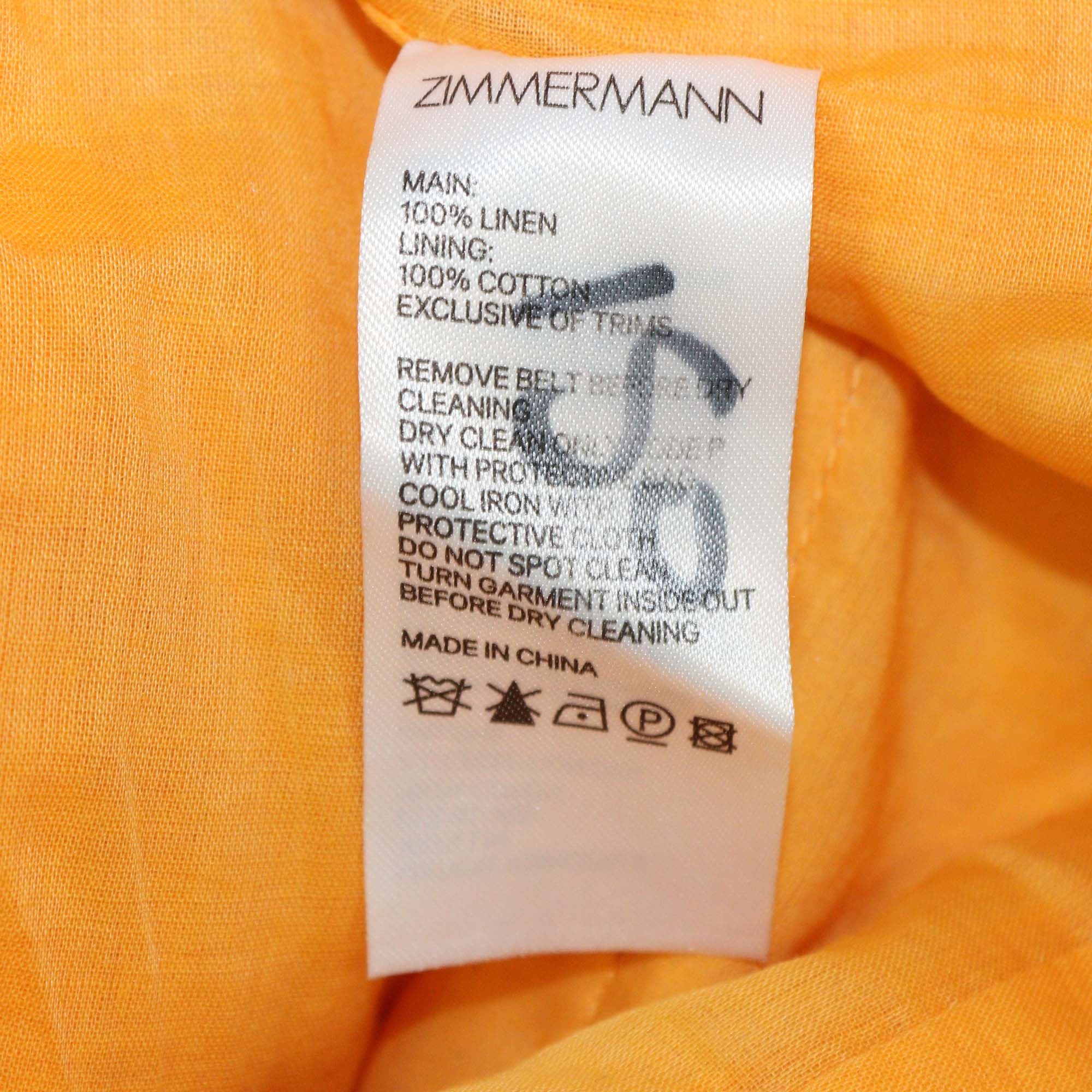 Zimmermann Yellow Linen Belted Super Eight Safari Mini Dress