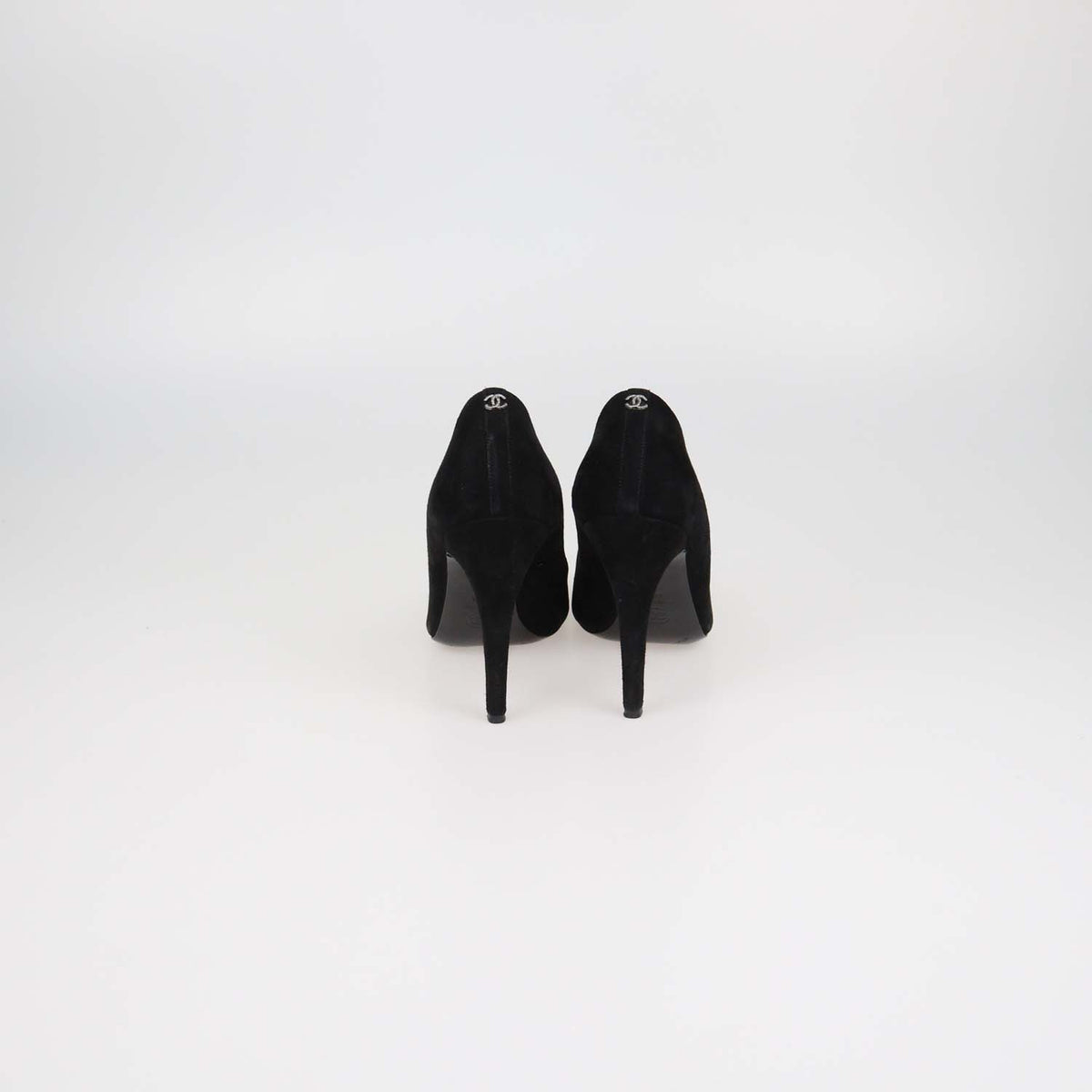 Chanel Black Suede Cap Toe Pointed Toe Pumps