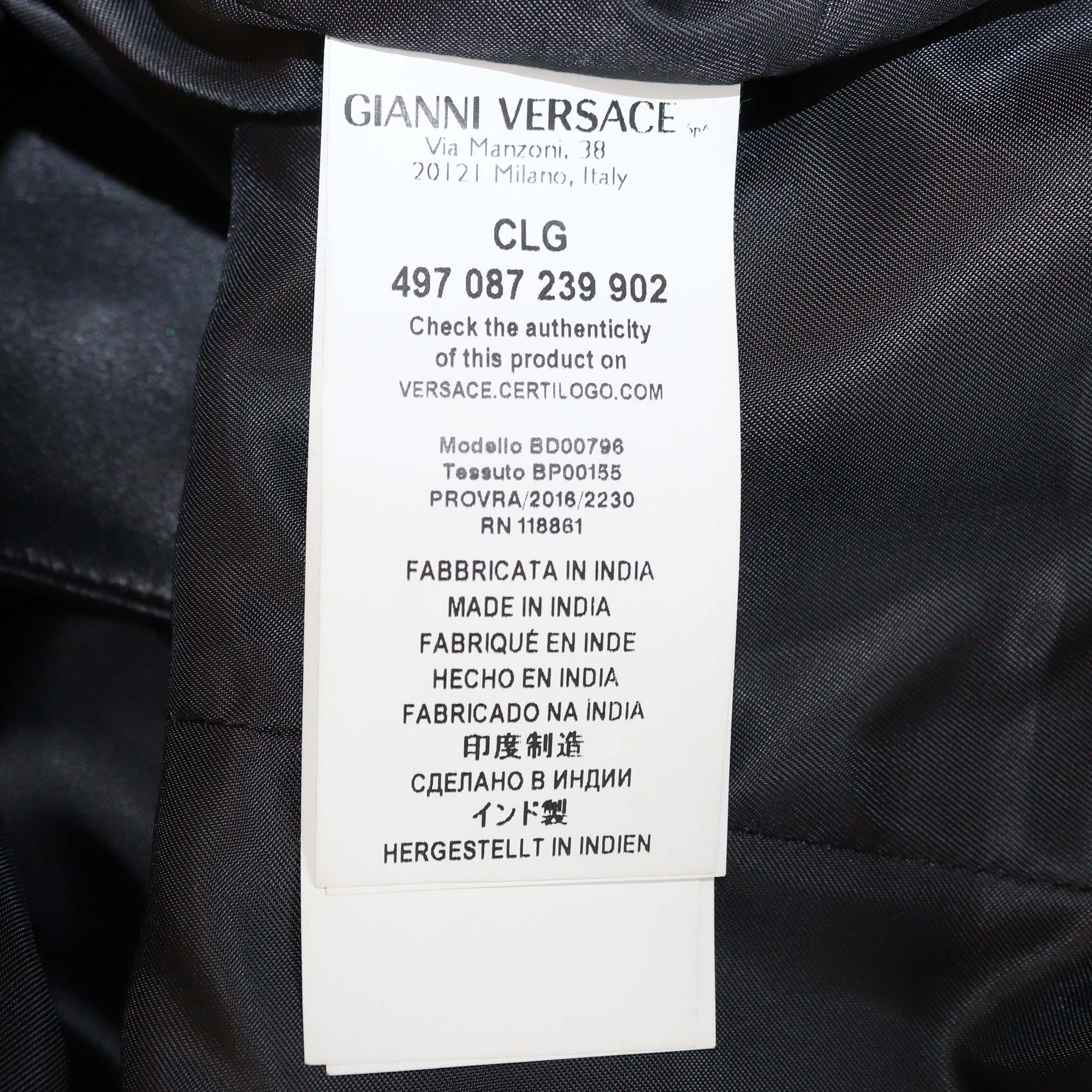 Versus Versace Black Leather Round Neck Sleeveless Studded A Line Dress