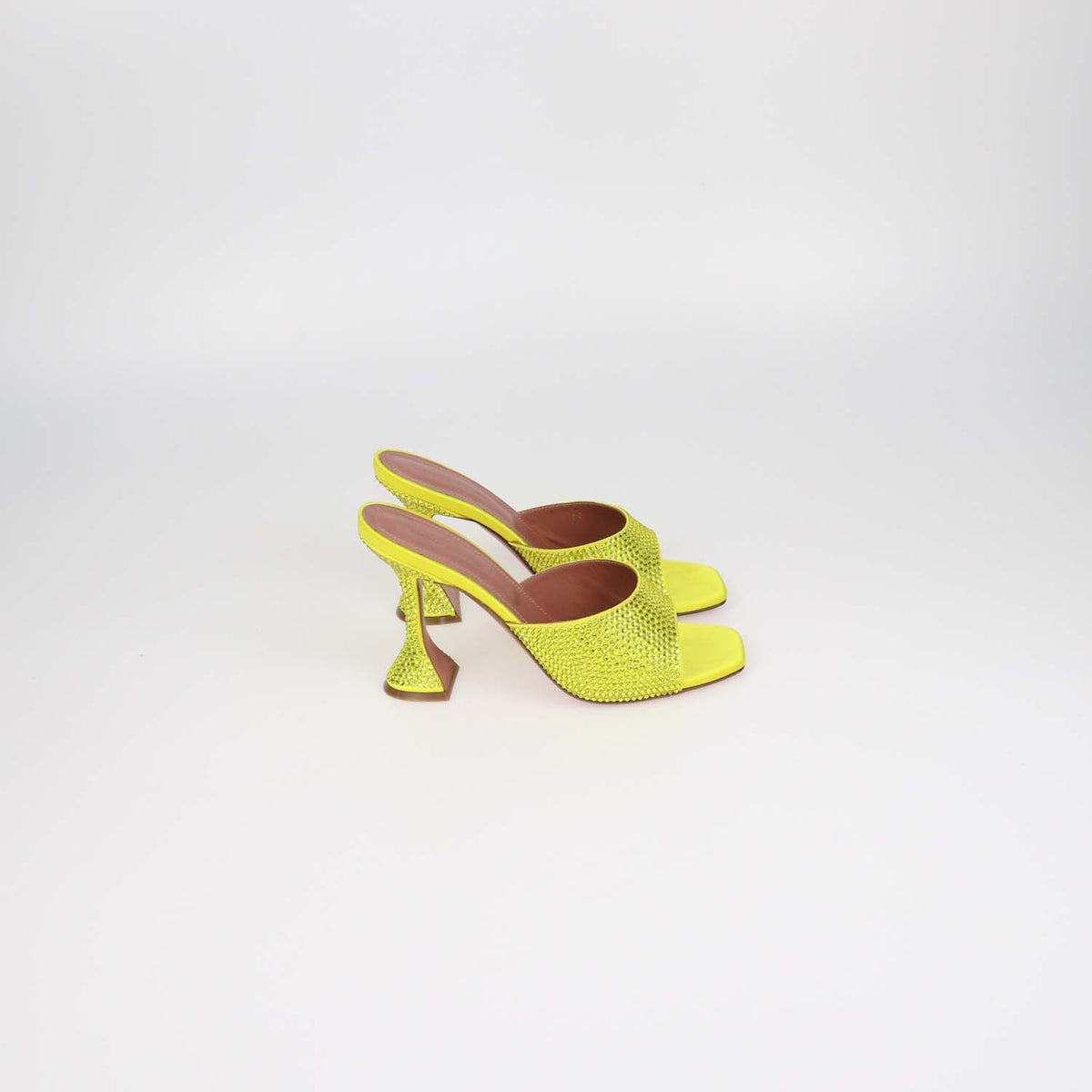 Amina Muaddi Citrine Yellow Crystal Lupita Mule Sandals