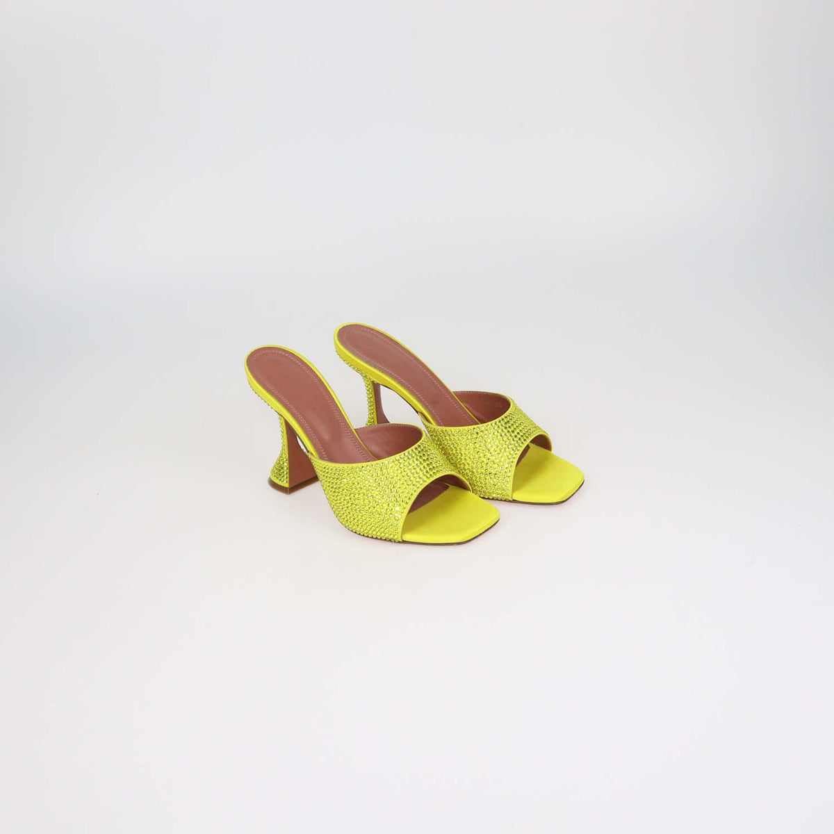 Amina Muaddi Citrine Yellow Crystal Lupita Mule Sandals