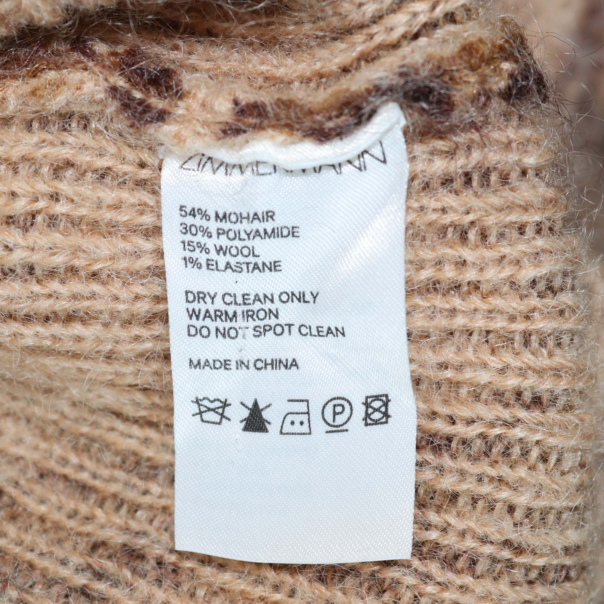 Zimmermann Brown Leopard Print Mohair Knit Sweater