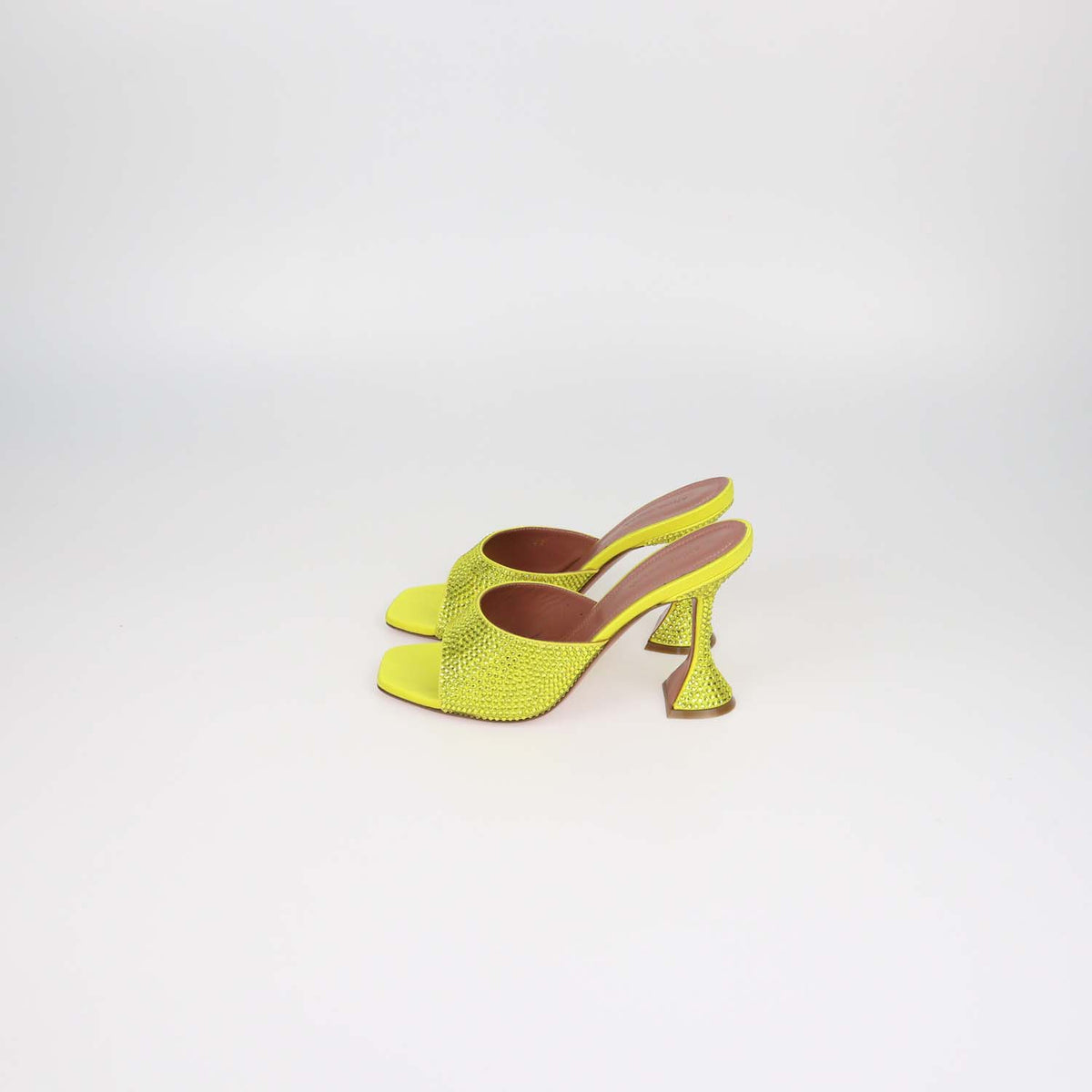 Amina Muaddi Citrine Yellow Crystal Lupita Mule Sandals