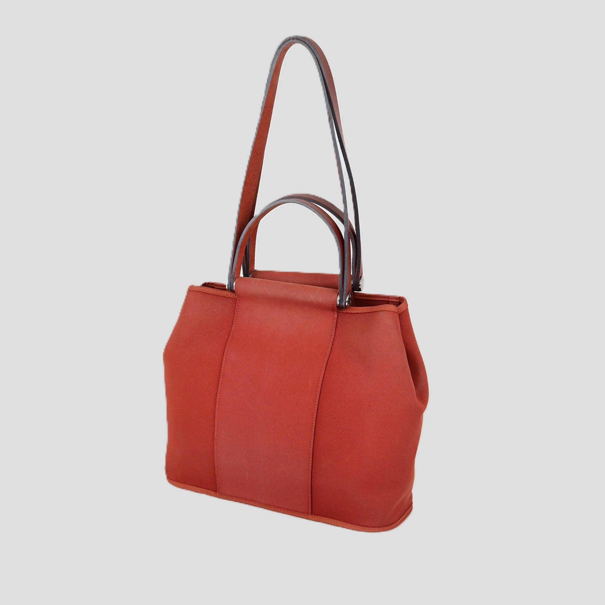 Hermes Red Canvas Cabag Elan PM Tote Bag