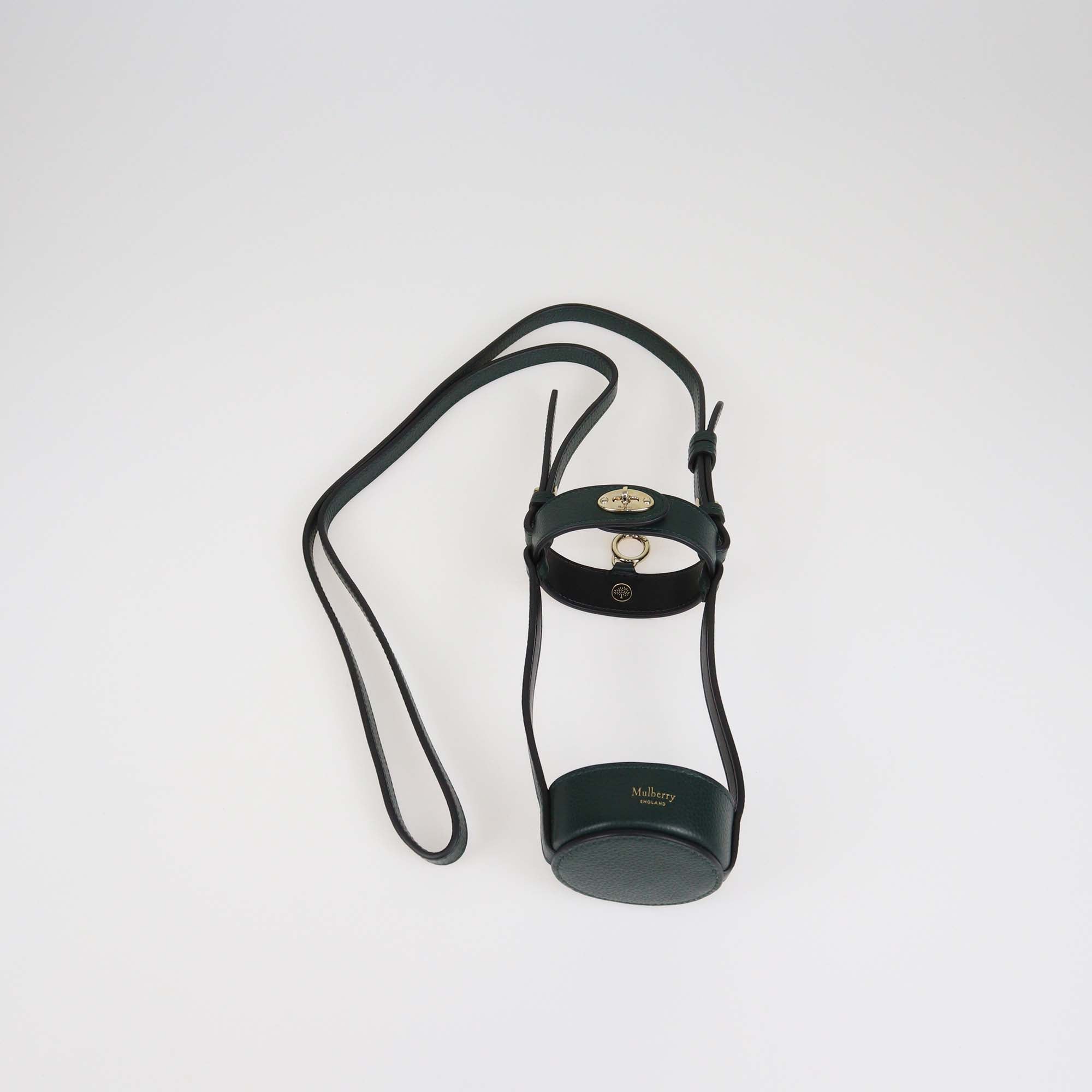 Mulberry Green Leather Crossbody Bottle Holder