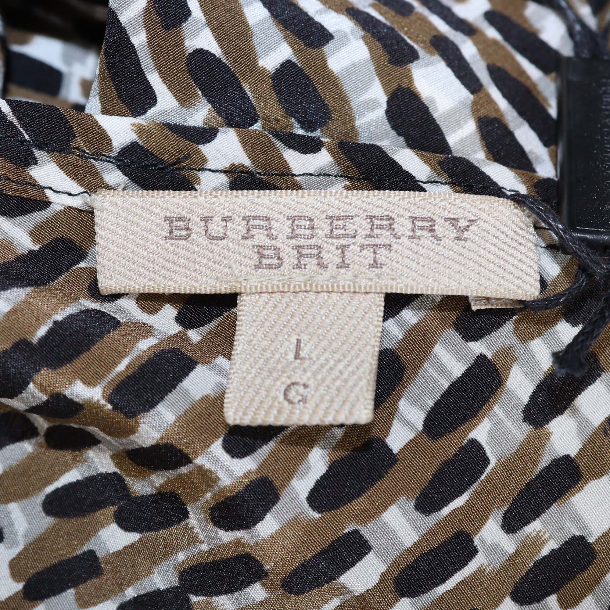 Burberry Brit Sand Printed Silk Sleeveless Top