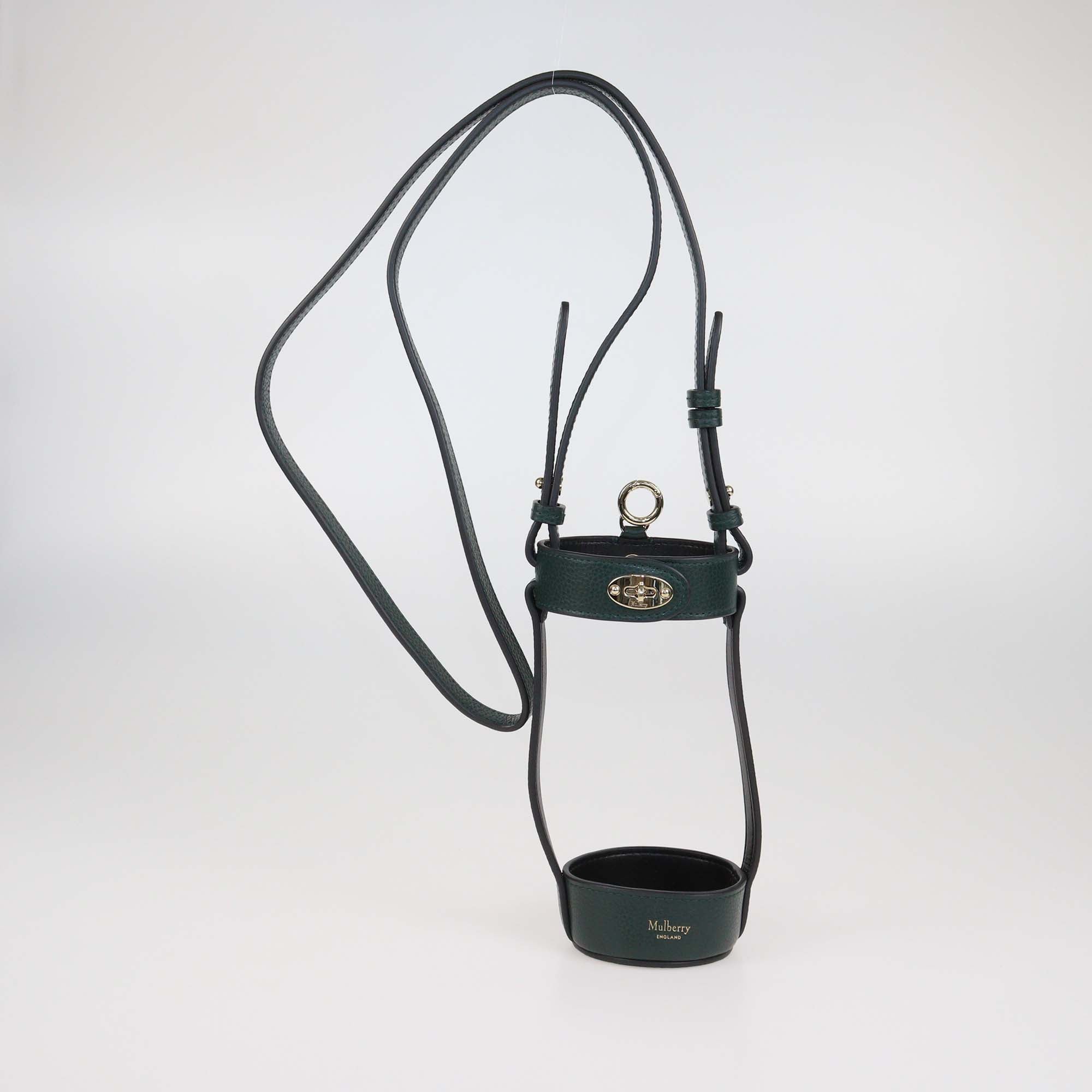 Mulberry Green Leather Crossbody Bottle Holder