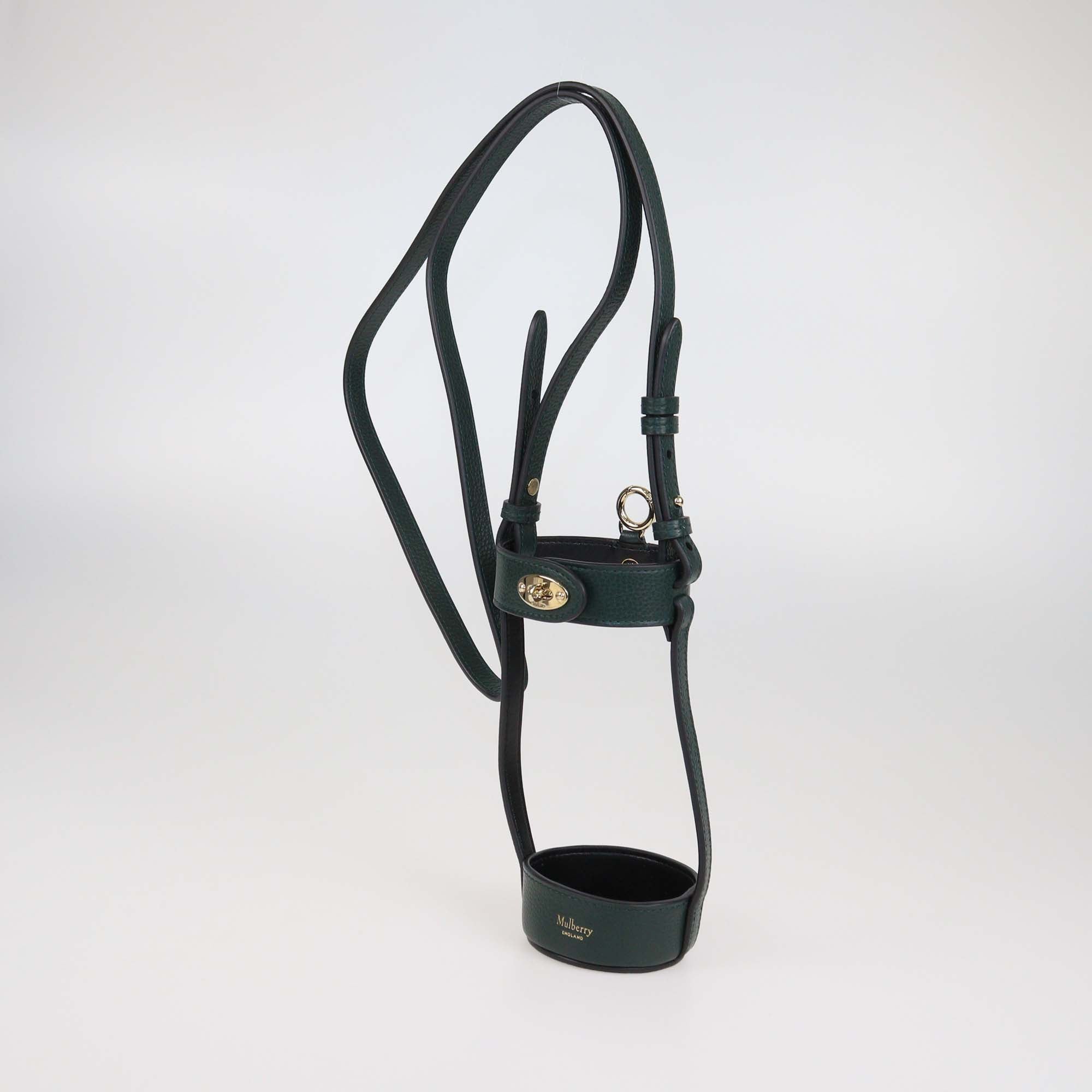 Mulberry Green Leather Crossbody Bottle Holder
