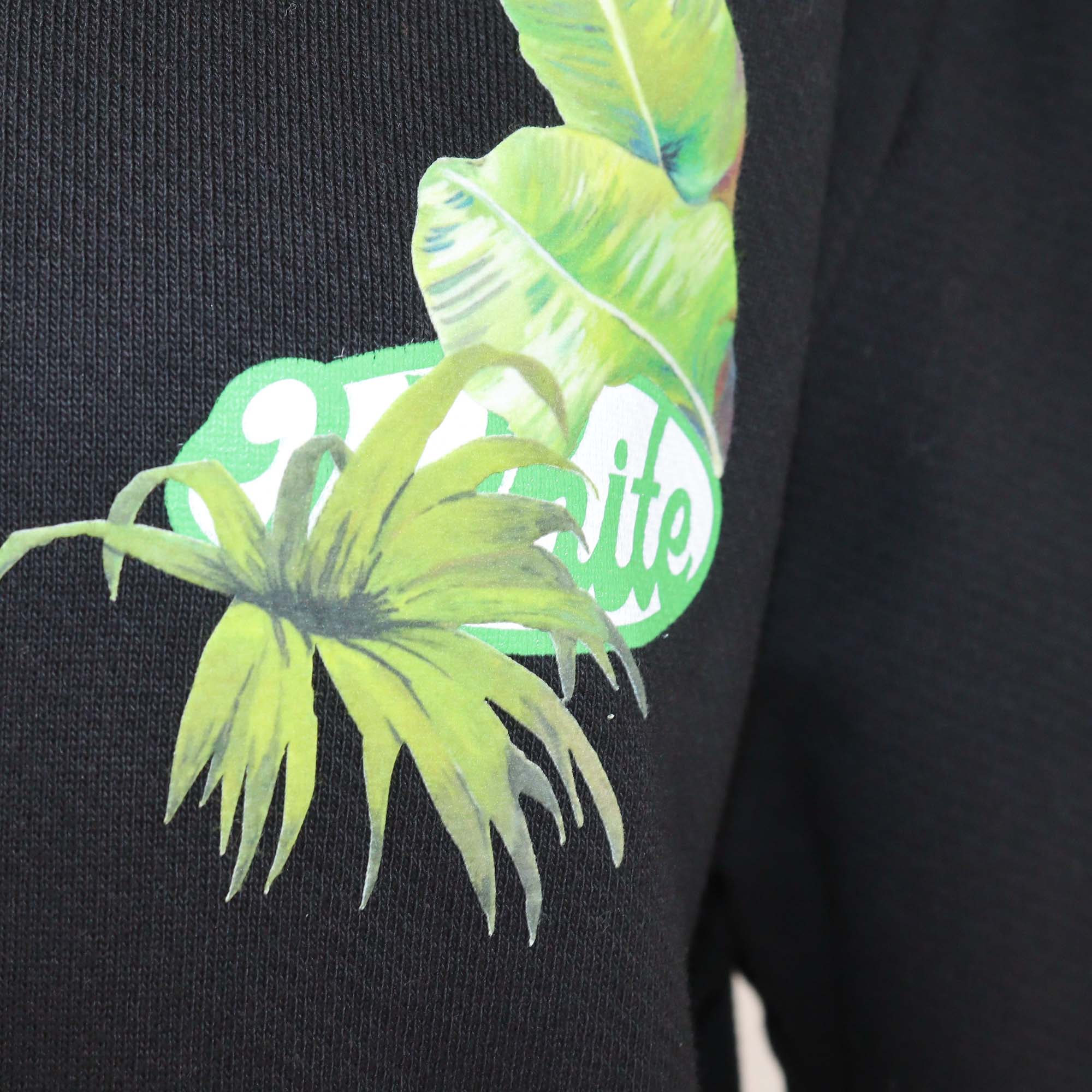 Off-White Black Floral Print Leaf Cotton Long Sleeve Sweatshirt