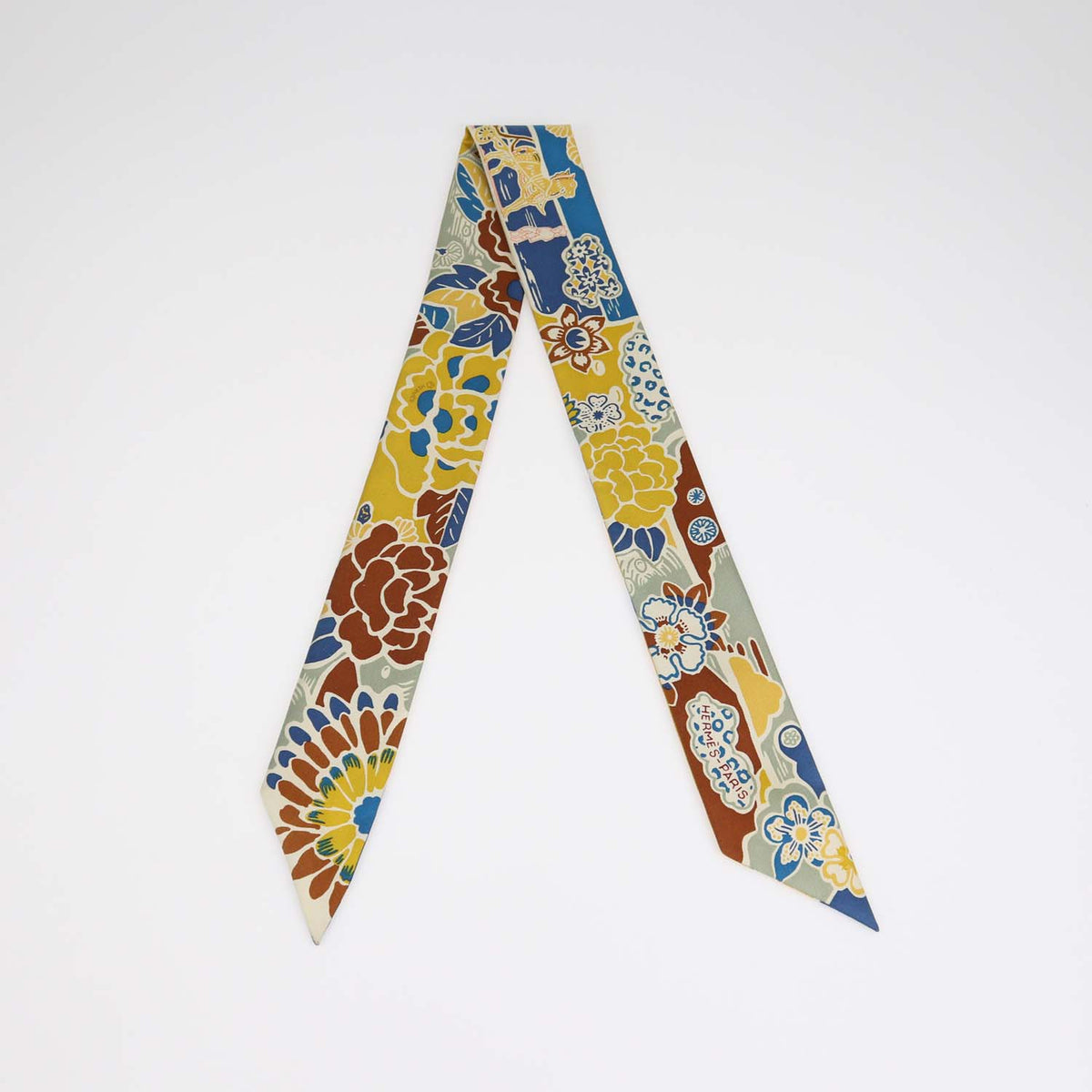 Hermes Multicolor Silk Bingata Twilly Scarf