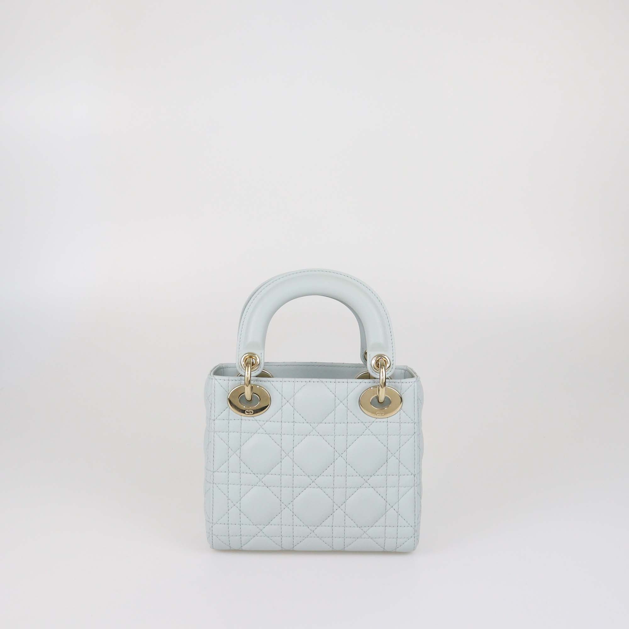 Christian Dior Mint Green Cannage Leather Mini Lady Dior Tote