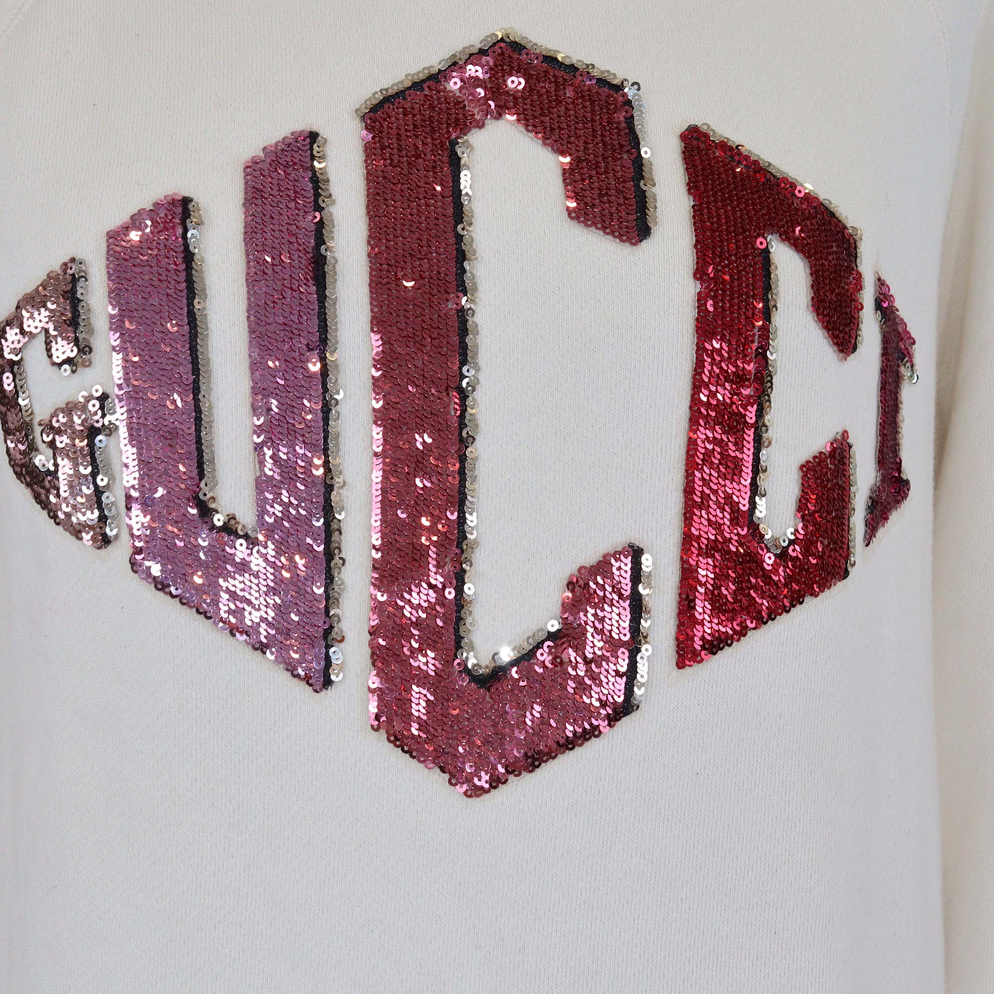 Gucci Tri Color Cotton Sequined Logo Long Sleeve Sweatshirt