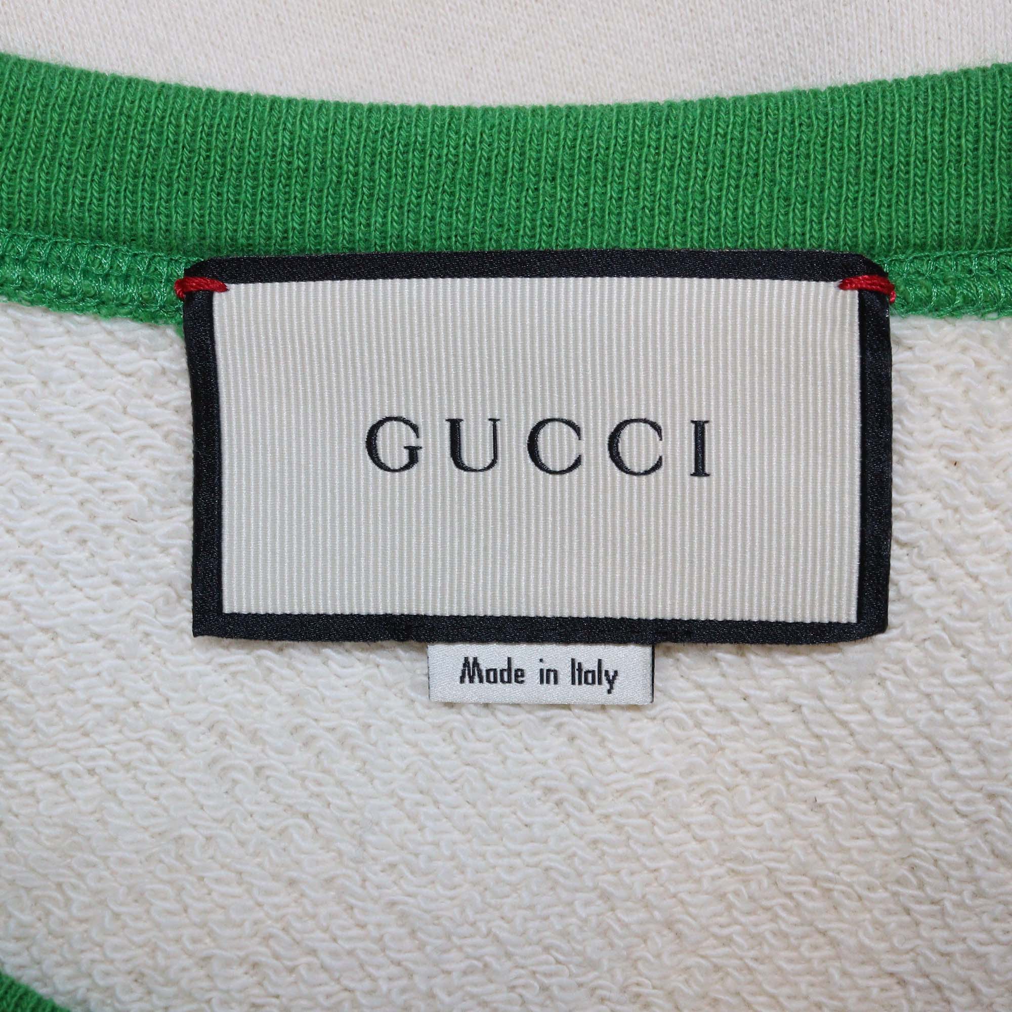 Gucci Tri Color Cotton Sequined Logo Long Sleeve Sweatshirt