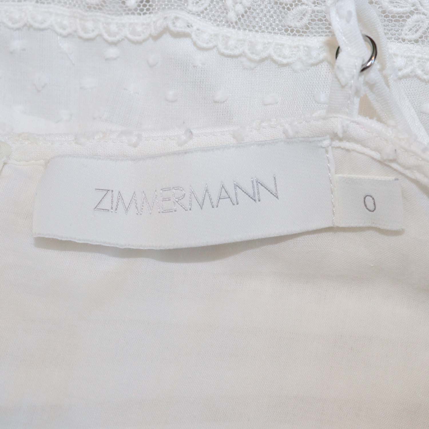 Zimmermann White Cotton Lace Paneled Mini Dress