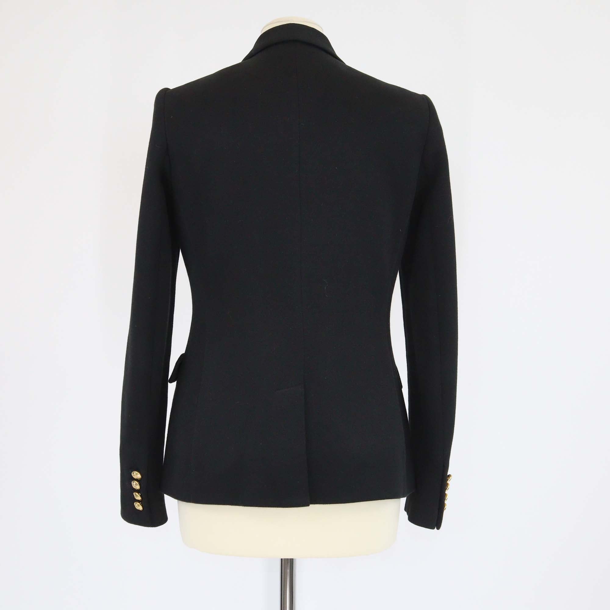 Polo Ralph Lauren Black Crest Logo Embroidered Cotton Blend Single Breasted Blazer