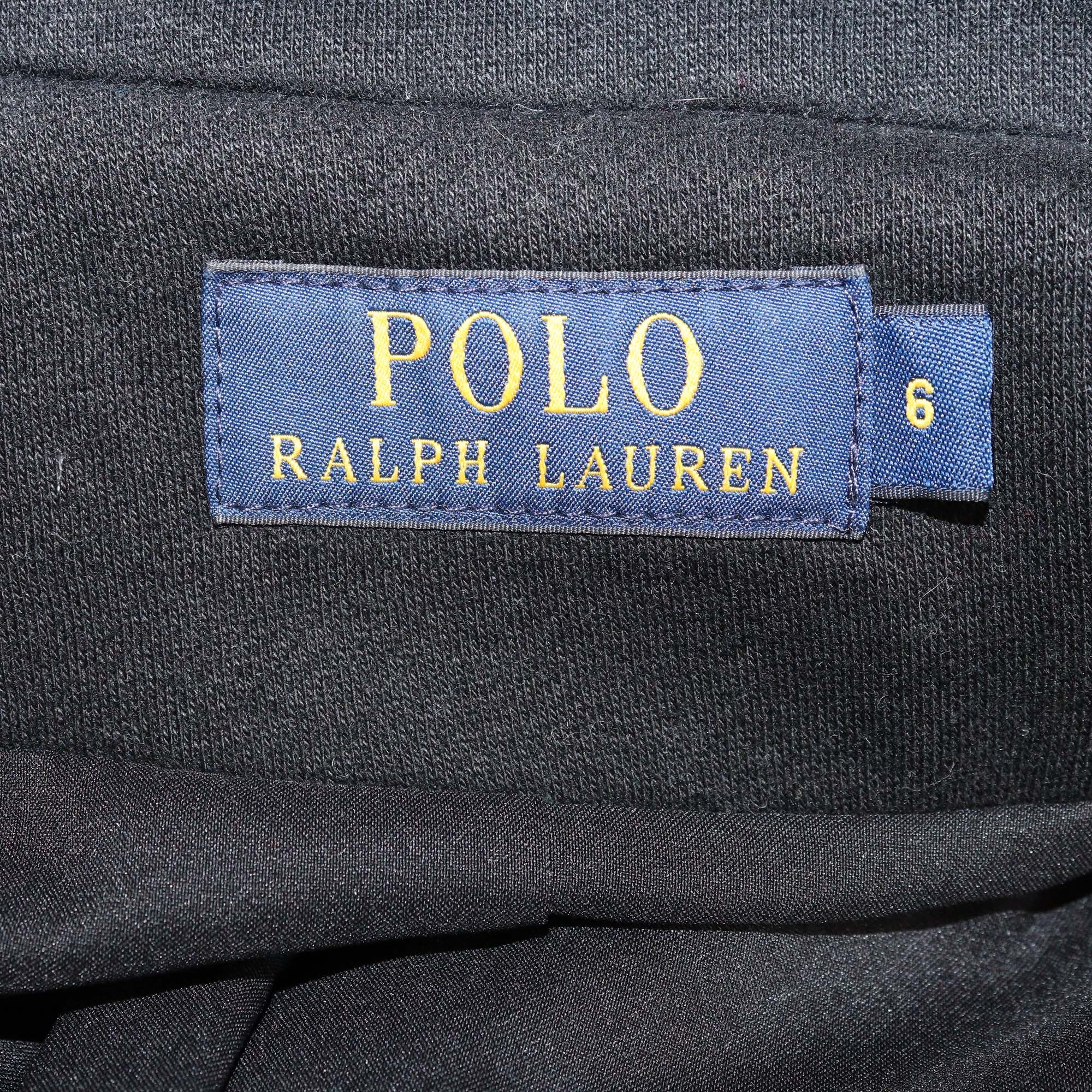 Polo Ralph Lauren Black Crest Logo Embroidered Cotton Blend Single Breasted Blazer