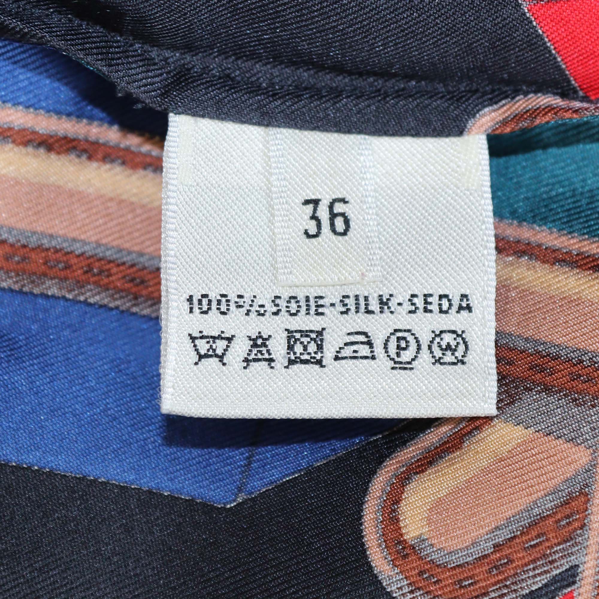 Hermes Multicolor Silk Les Sangles Printed Sleeveless Top